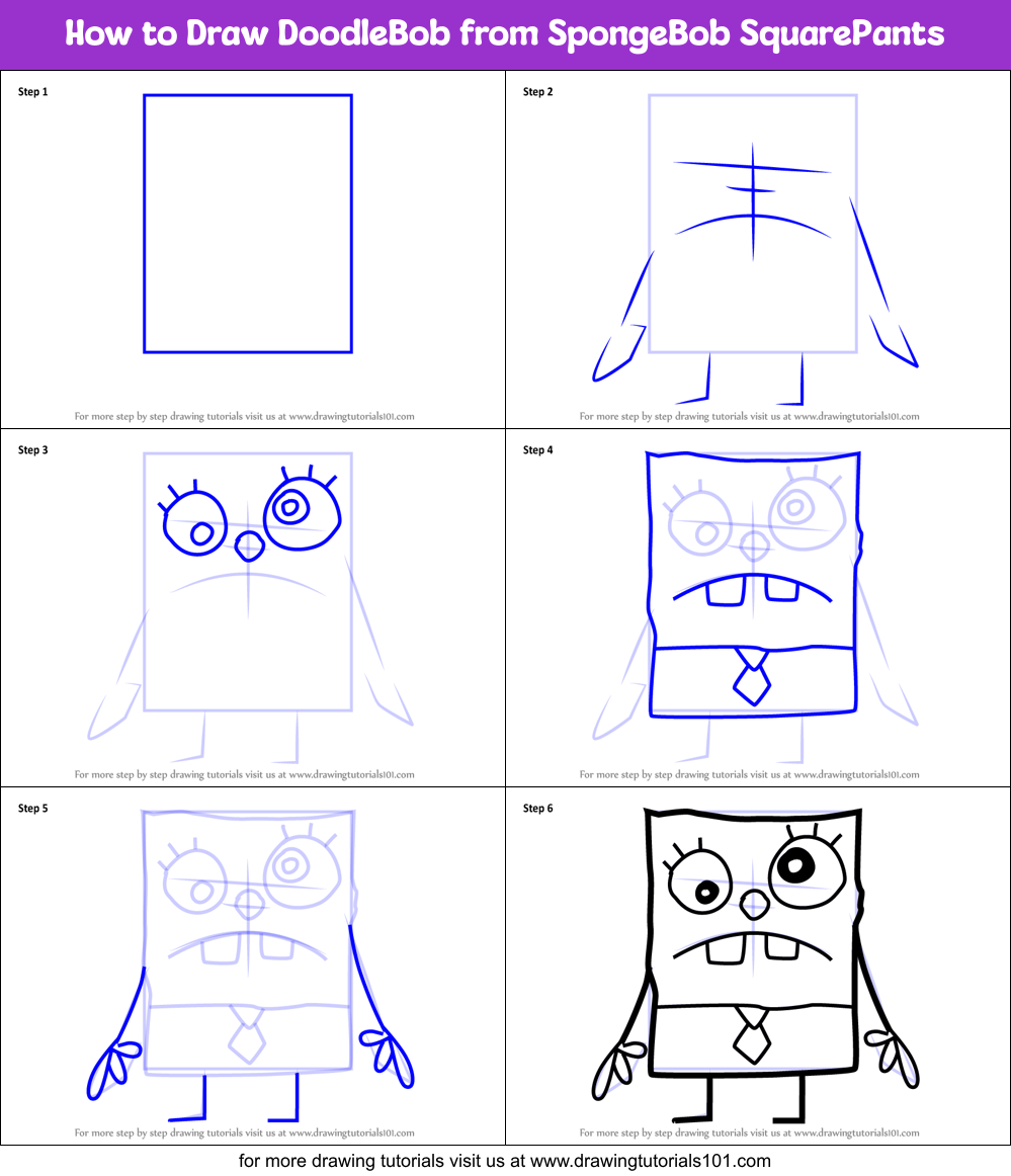 How to Draw DoodleBob from SpongeBob SquarePants printable step by step