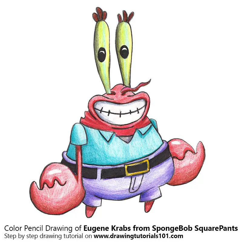 Eugene Krabs From Spongebob Squarepants Colored Pencils Drawing Eugene Krabs From Spongebob Squarepants With Color Pencils Drawingtutorials101 Com