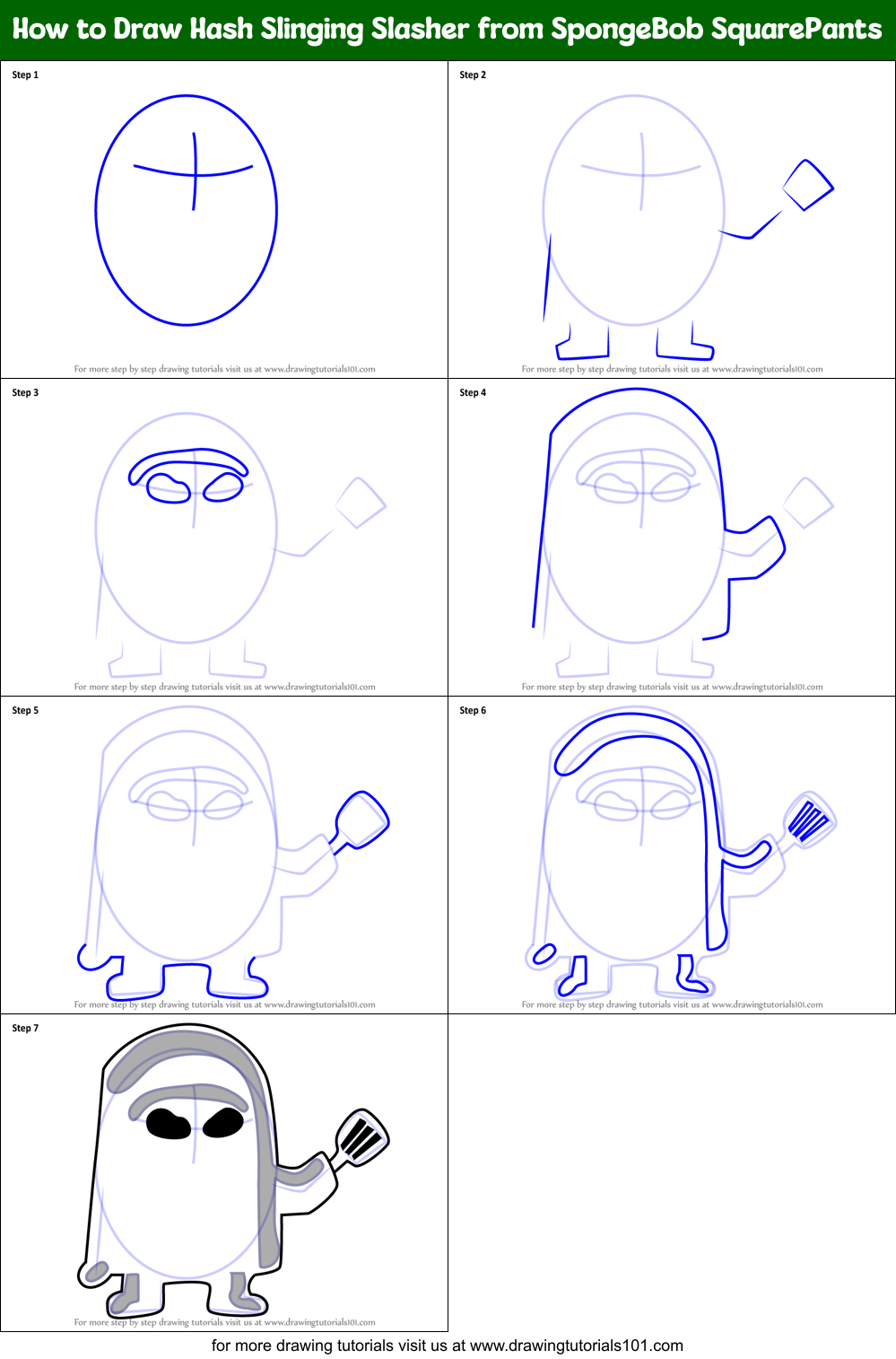 How To Draw Hash Slinging Slasher From Spongebob Squarepants