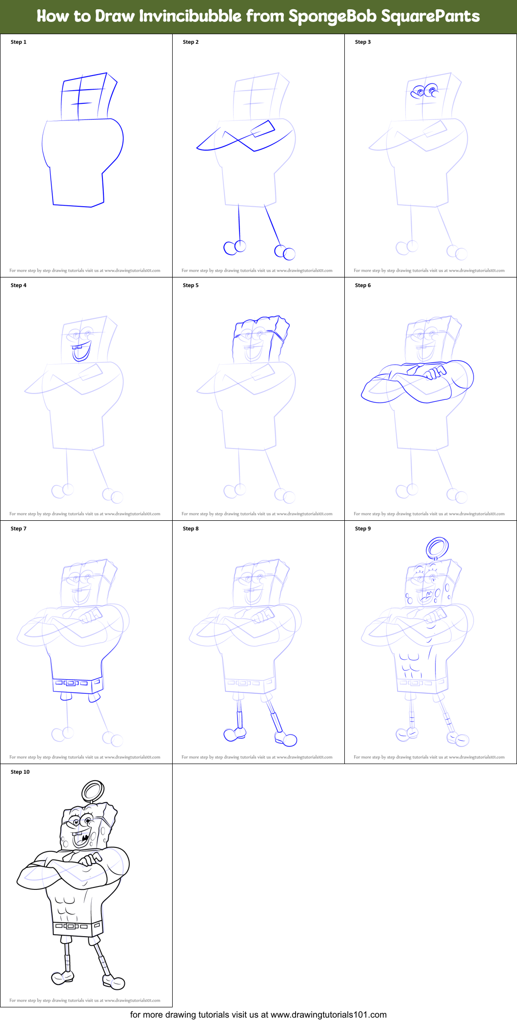 How to Draw Invincibubble from SpongeBob SquarePants Printable Step by Step