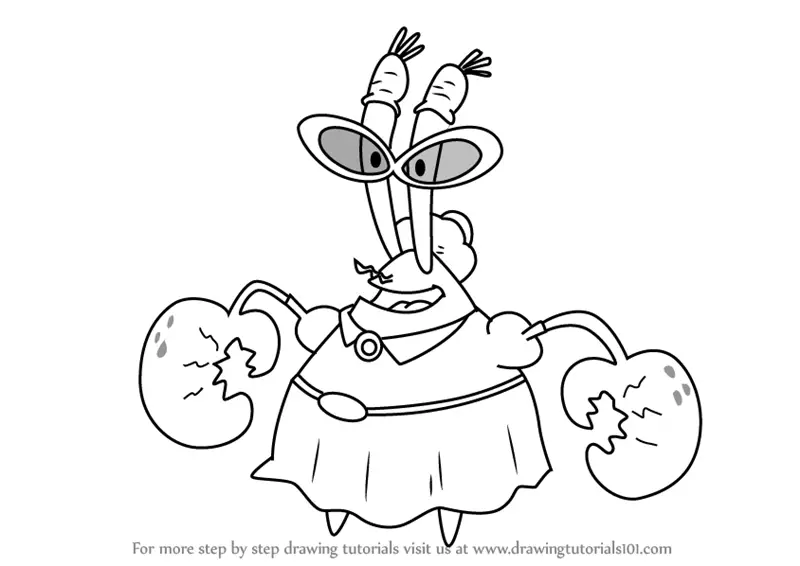 spongebob mrs squarepants drawing draw betsy krabs cartoon step