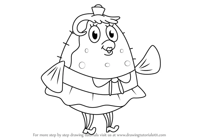 puff mrs coloring spongebob pages Draw How Step by Step from Mrs. to Puff SpongeBob