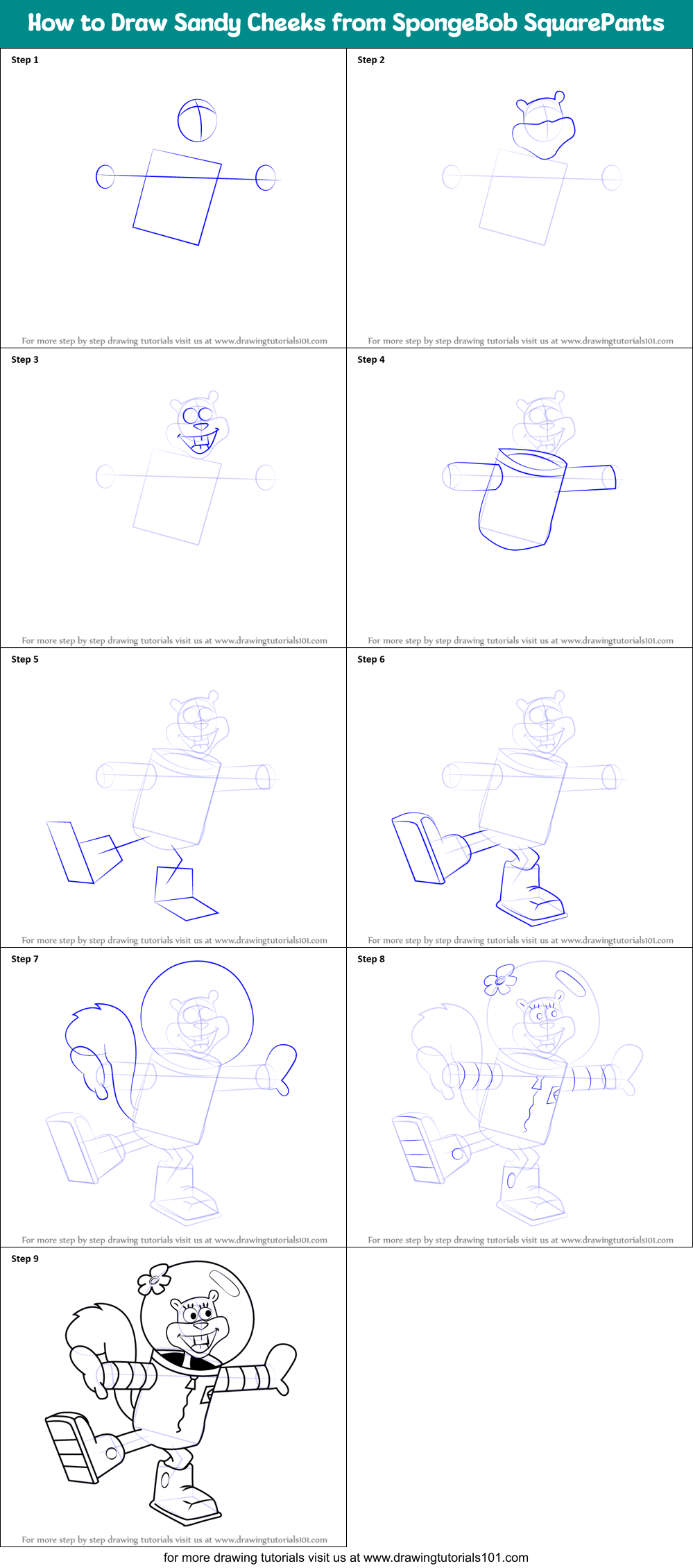 How to Draw Sandy Cheeks from SpongeBob SquarePants ...
