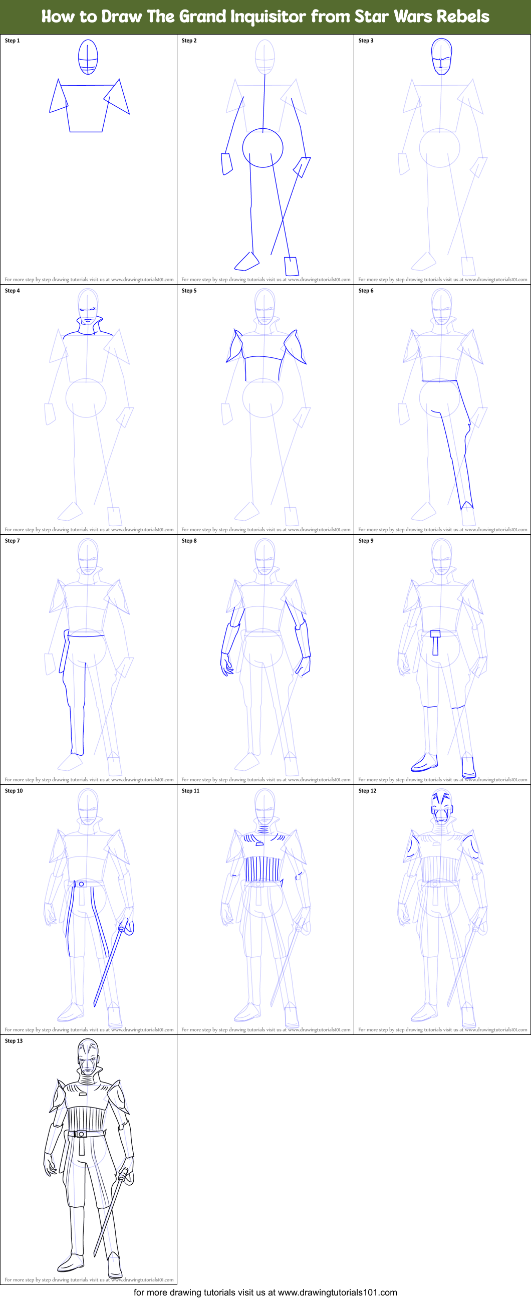 How to Draw The Grand Inquisitor from Star Wars Rebels Printable Step by Step