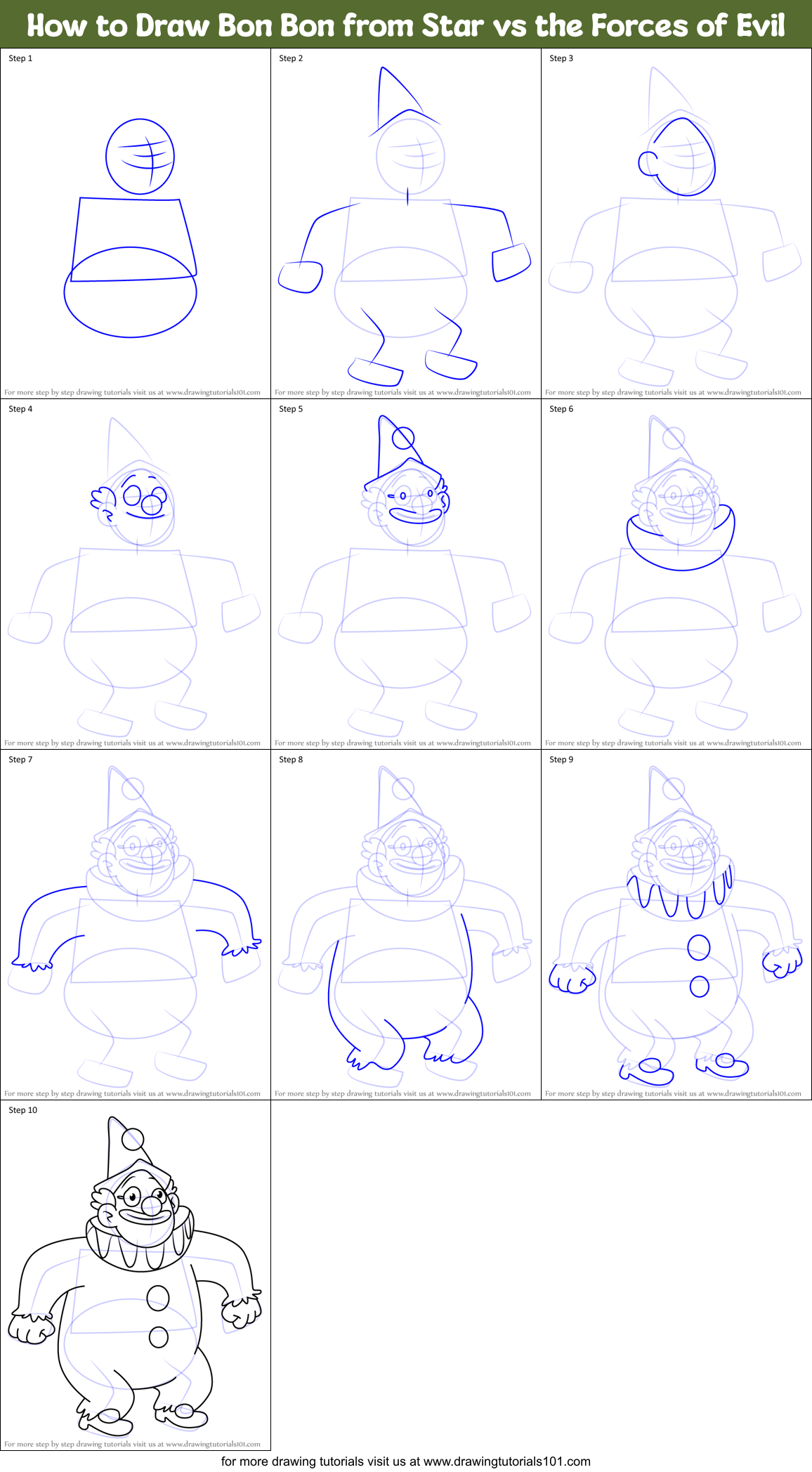 How to Draw Bon Bon from Star vs the Forces of Evil Printable Step by Step