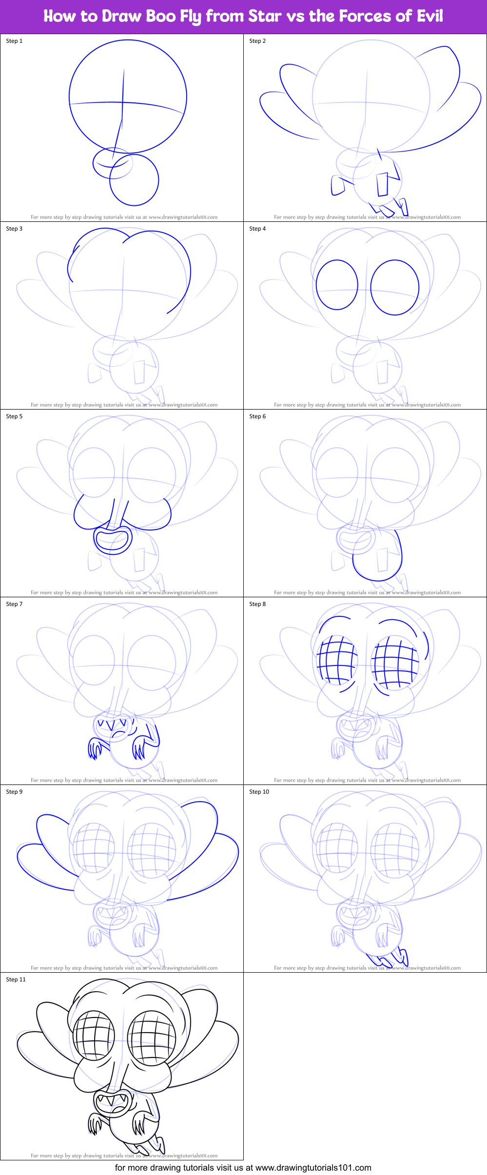 How to Draw Boo Fly from Star vs the Forces of Evil Printable Step by Step