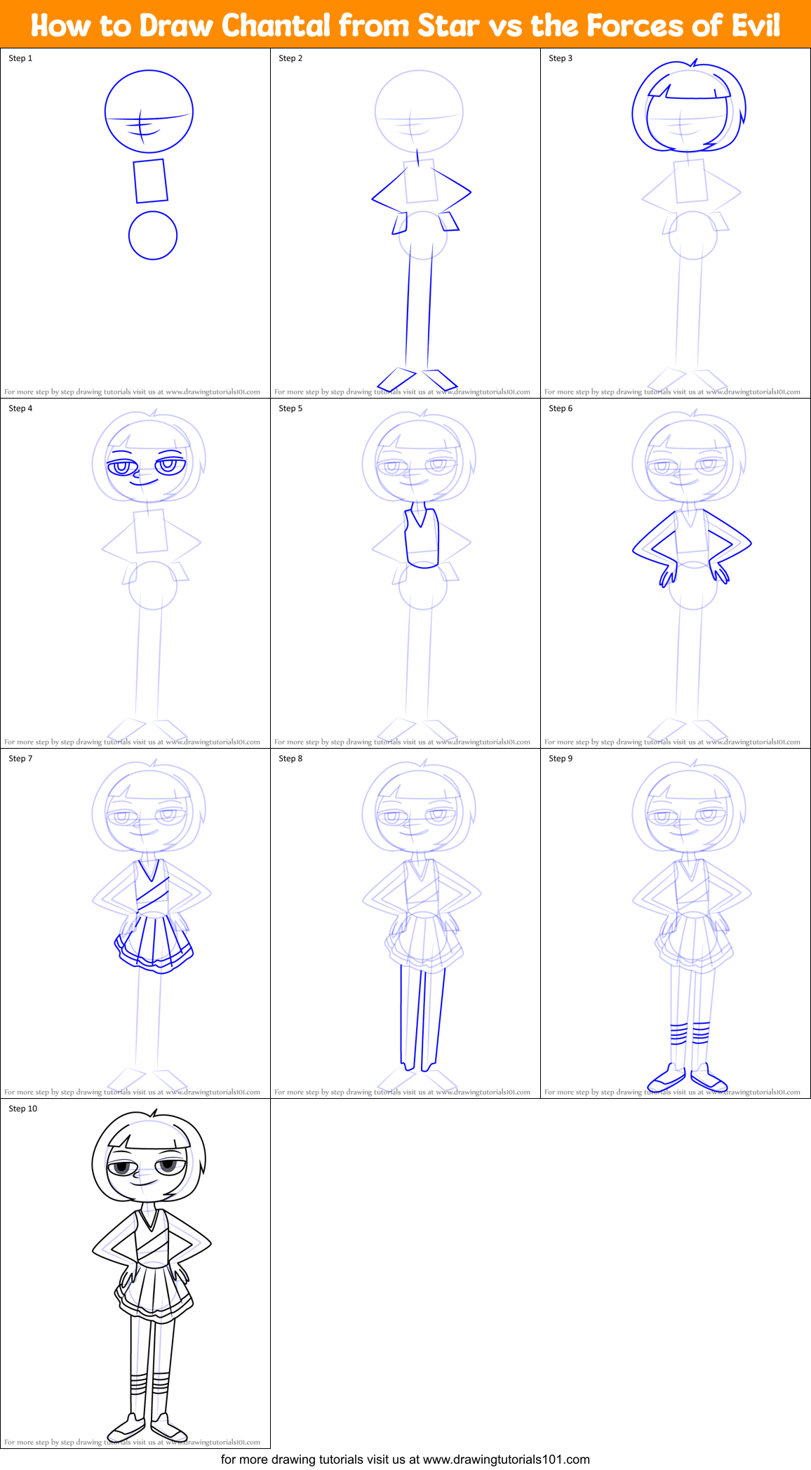How to Draw Chantal from Star vs the Forces of Evil Printable Step by Step