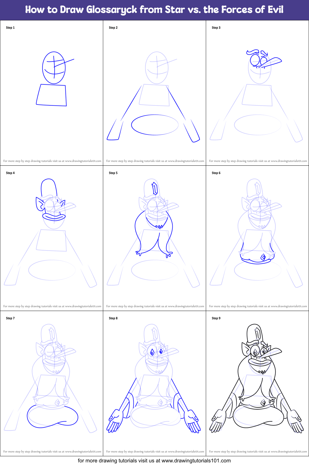 How to Draw Glossaryck from Star vs. the Forces of Evil Printable Step by Step