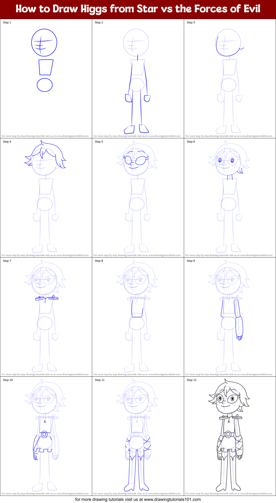 How to Draw Higgs from Star vs the Forces of Evil Printable Step by Step