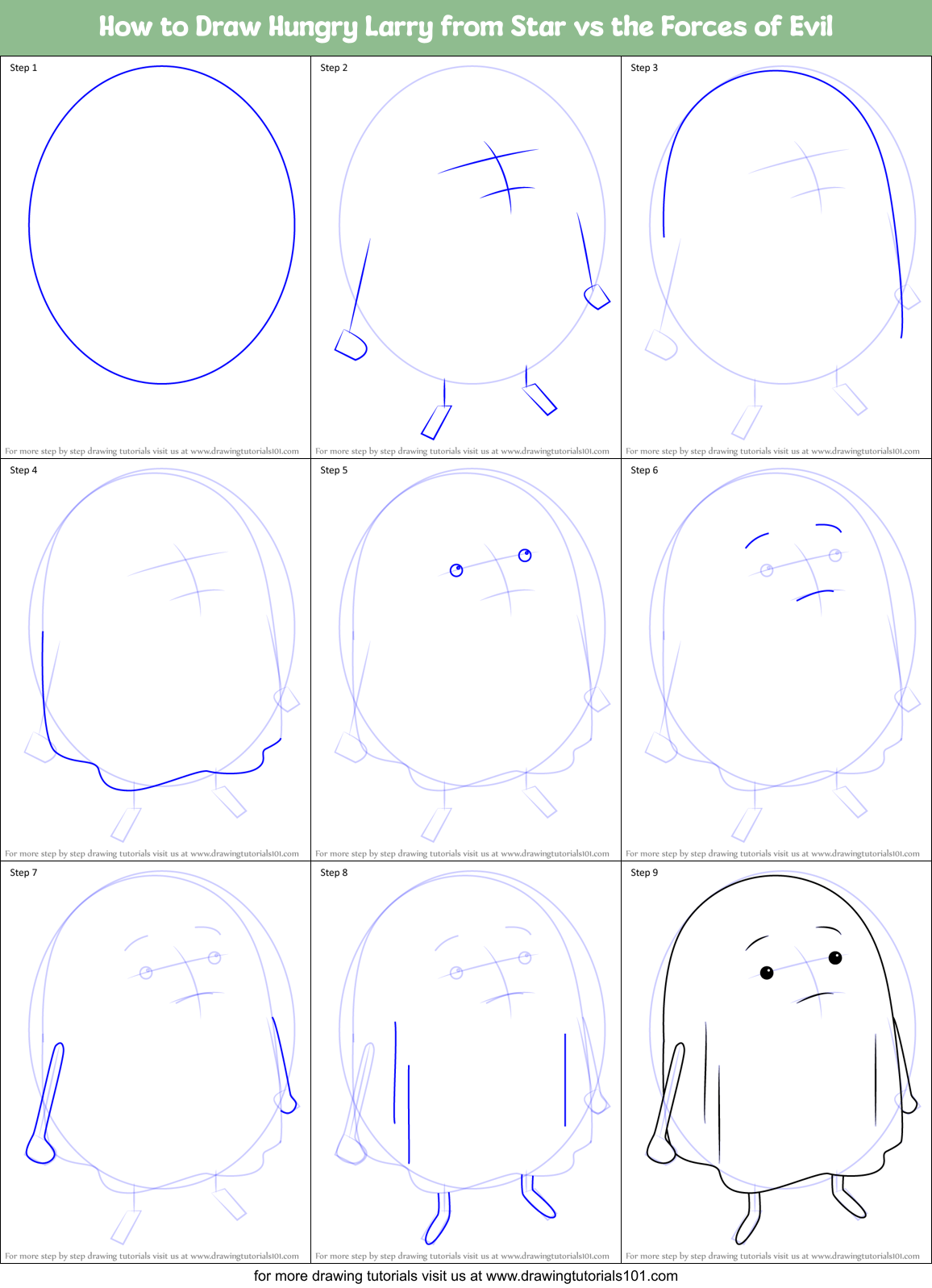 How to Draw Hungry Larry from Star vs the Forces of Evil Printable Step by Step