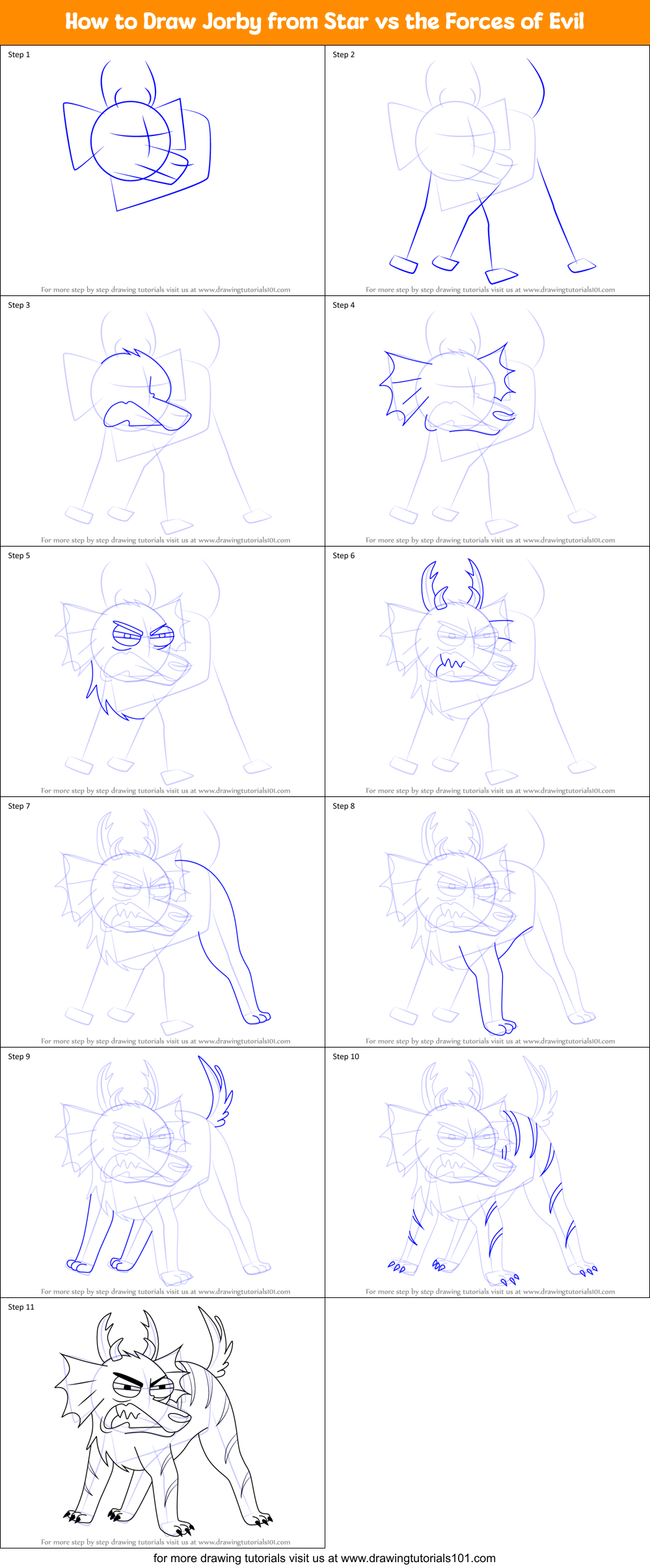How to Draw Jorby from Star vs the Forces of Evil Printable Step by Step