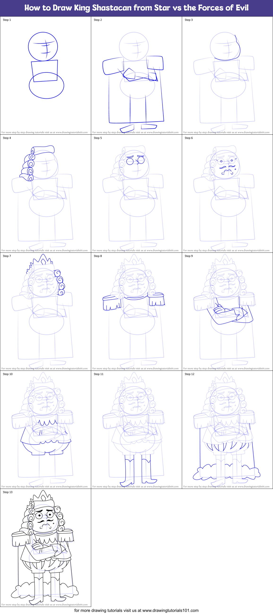 How to Draw King Shastacan from Star vs the Forces of Evil Printable Step by Step