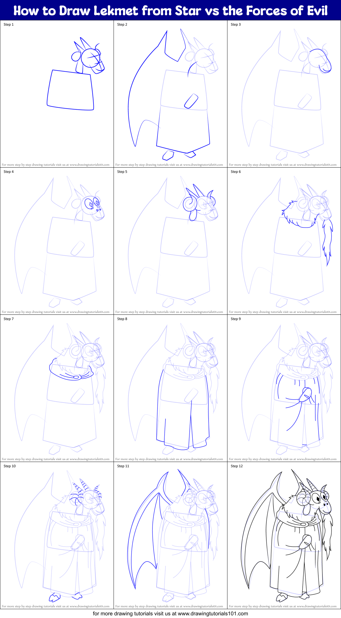 How to Draw Lekmet from Star vs the Forces of Evil Printable Step by Step