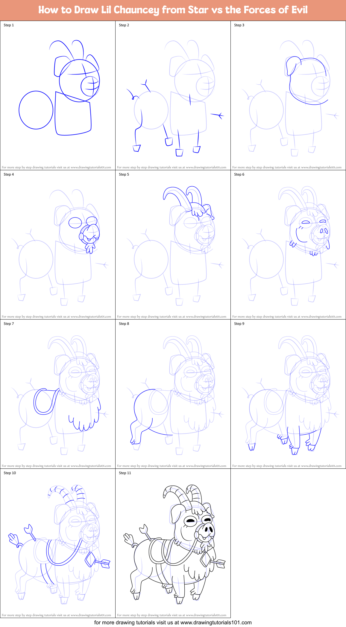 How to Draw Lil Chauncey from Star vs the Forces of Evil Printable Step by Step