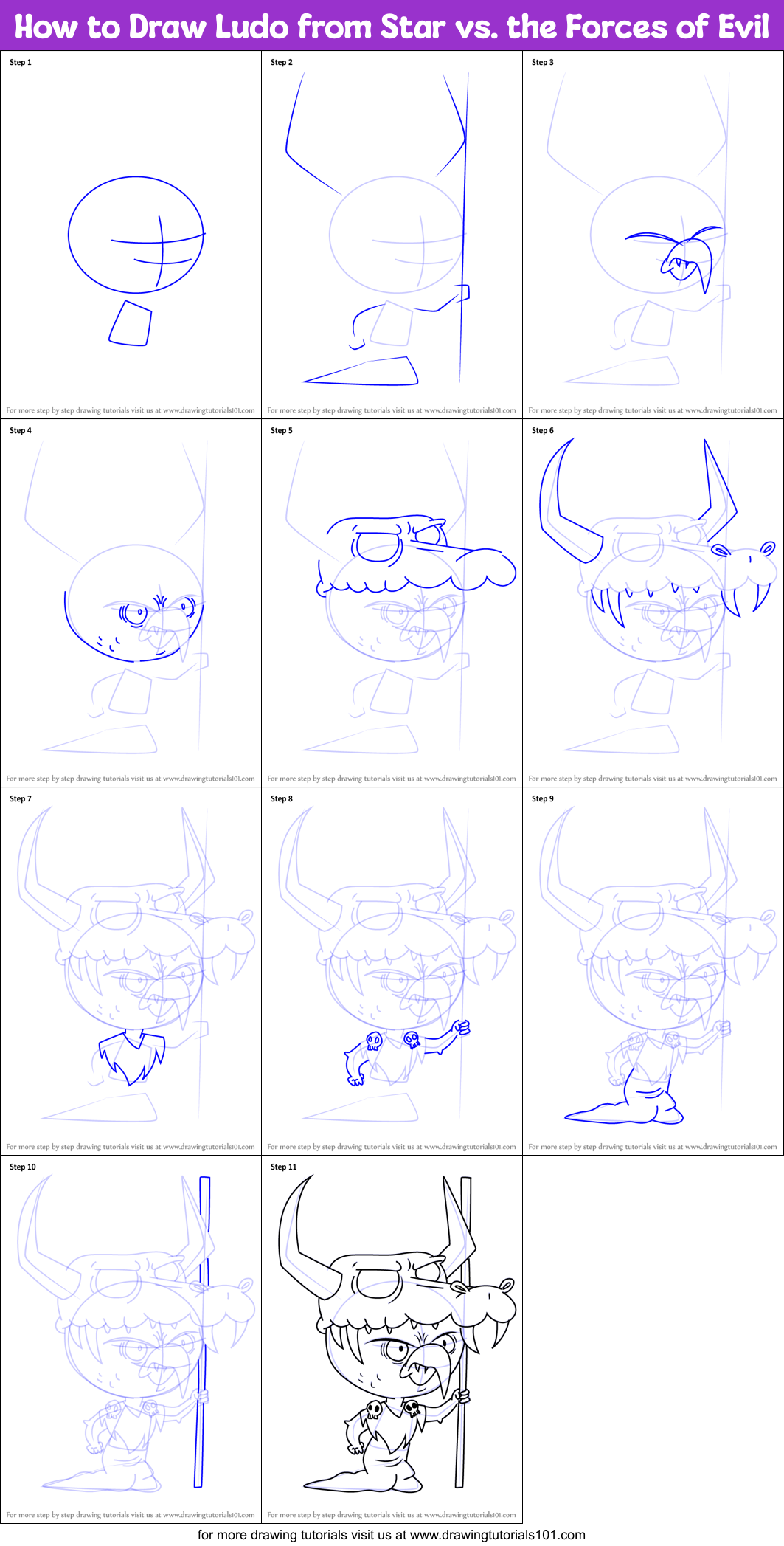 How to Draw Ludo from Star vs. the Forces of Evil Printable Step by Step