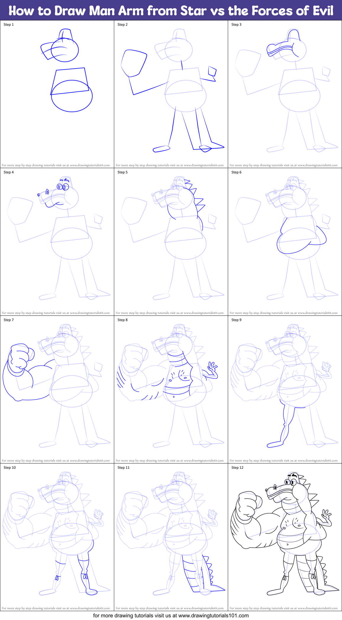 How to Draw Man Arm from Star vs the Forces of Evil Printable Step by Step