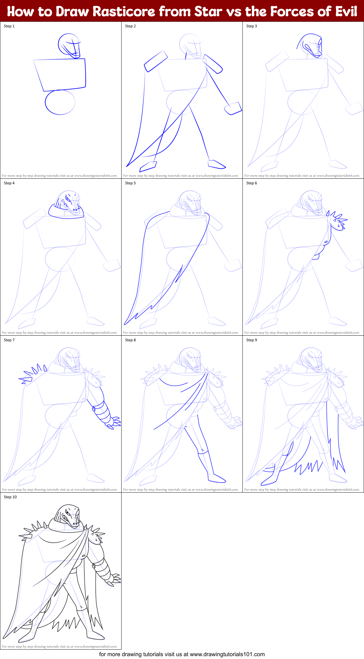 How to Draw Rasticore from Star vs the Forces of Evil Printable Step by Step