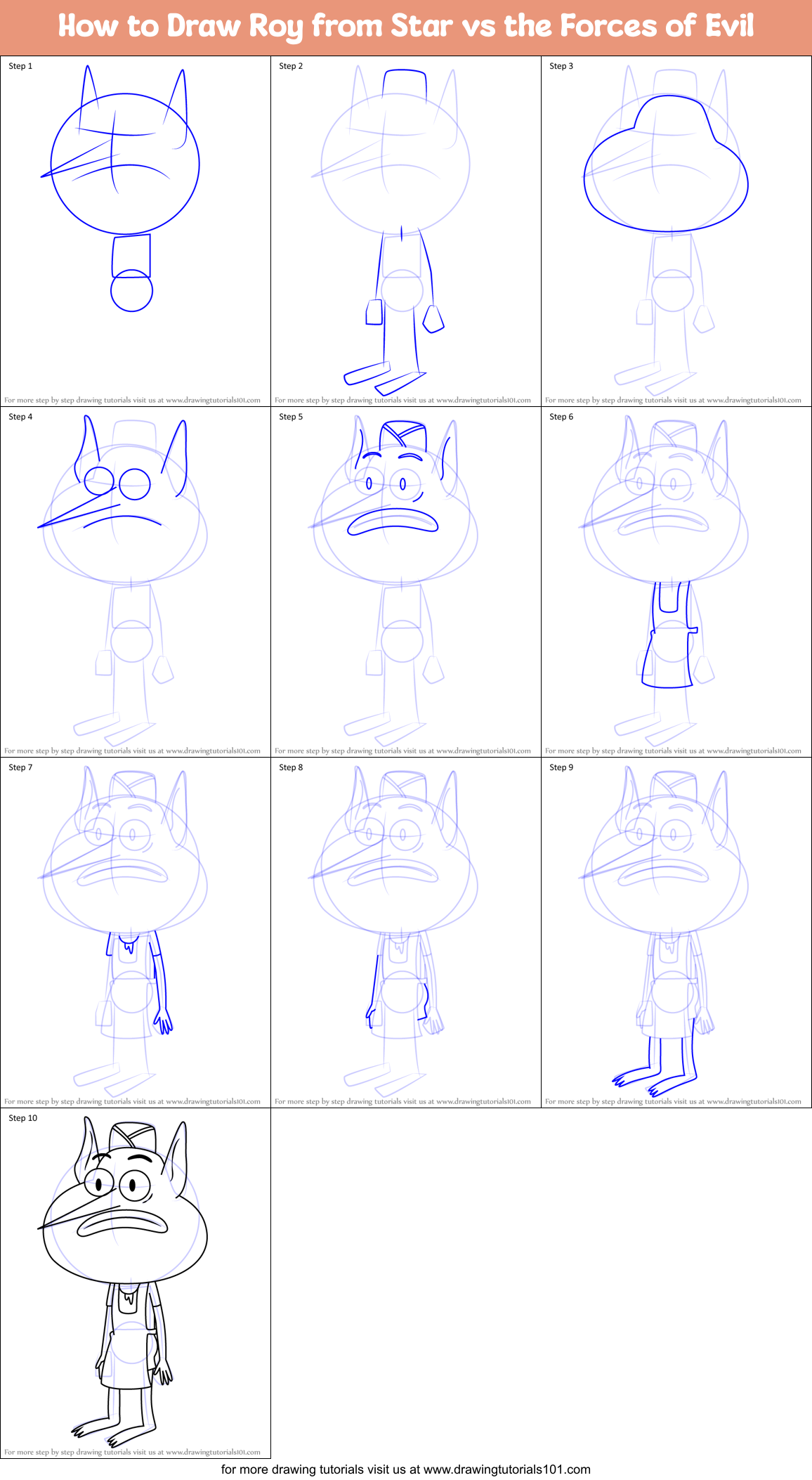 How to Draw Roy from Star vs the Forces of Evil Printable Step by Step