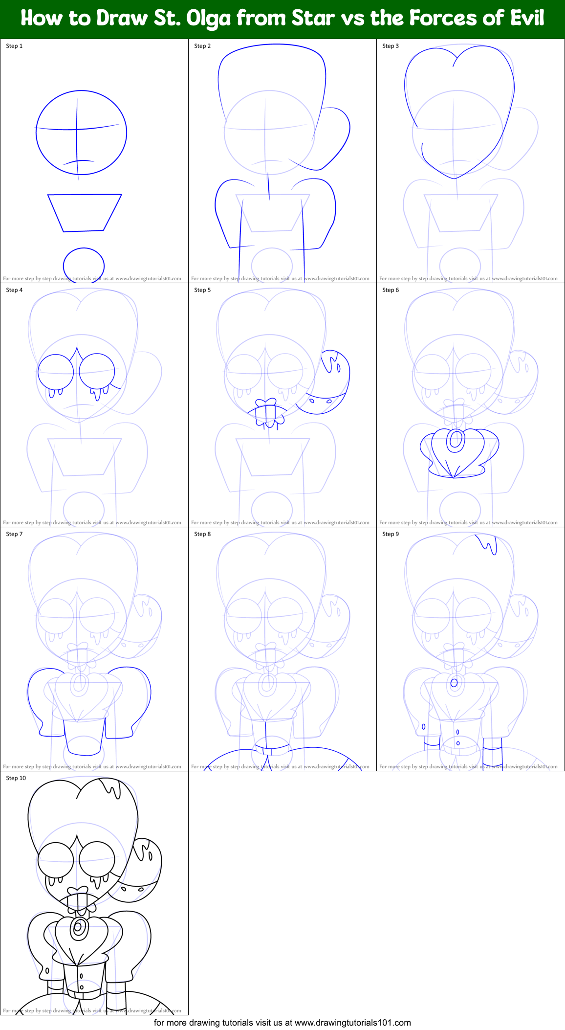 How to Draw St. Olga from Star vs the Forces of Evil Printable Step by Step