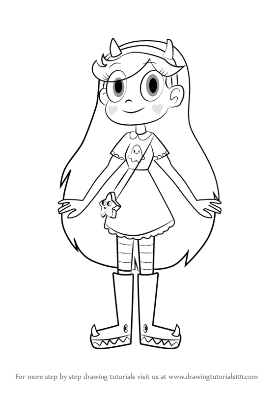 how to draw Star Butterfly from Star vs  the Forces of Evil step 0