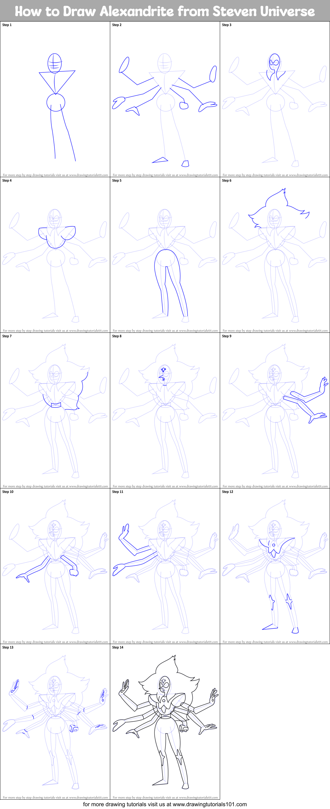 How to Draw Alexandrite from Steven Universe Printable Step by Step
