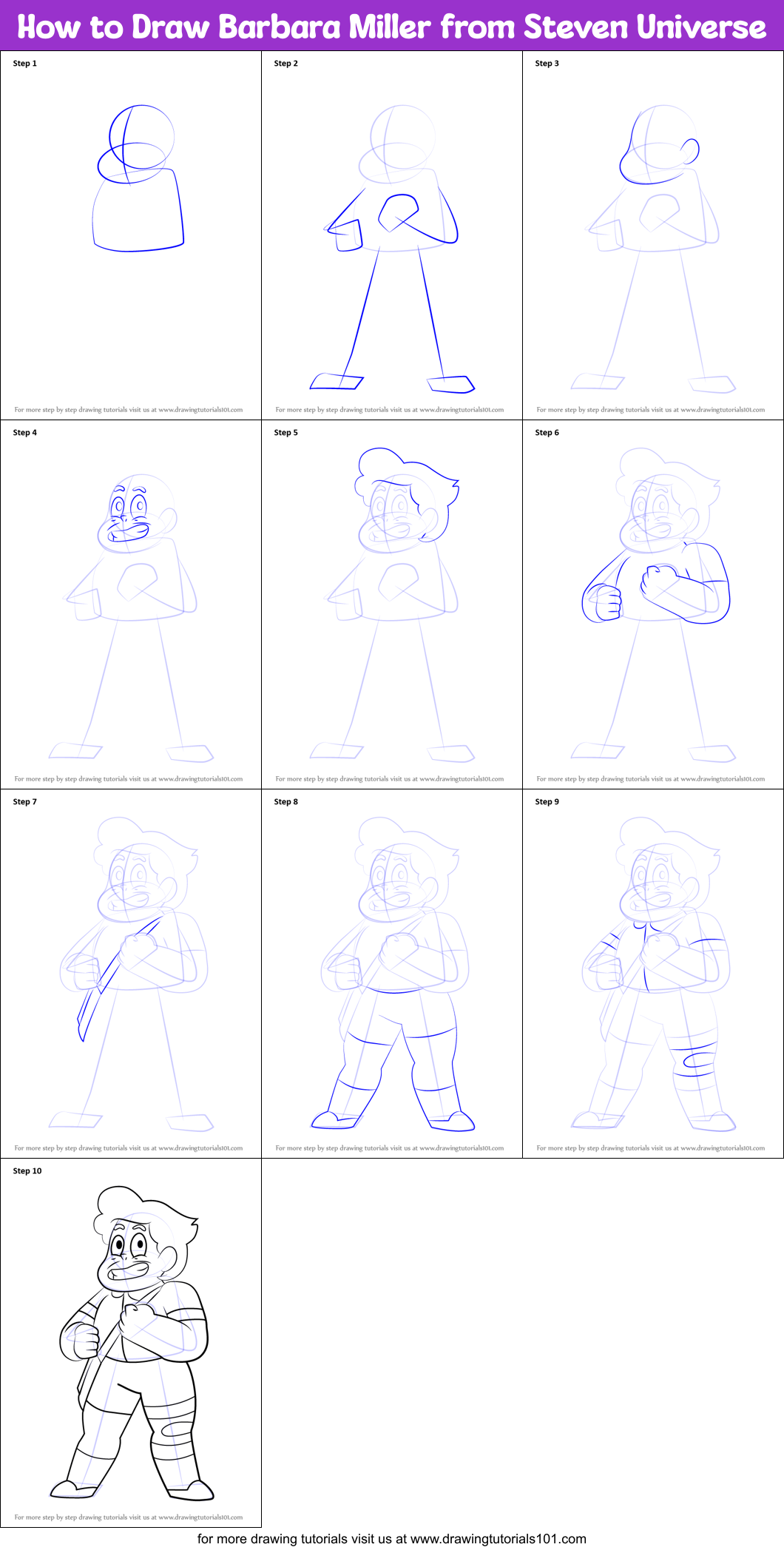 How to Draw Barbara Miller from Steven Universe Printable Step by Step