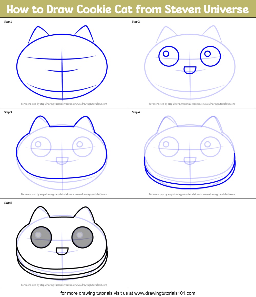 How to Draw Cookie Cat from Steven Universe Printable Step by Step