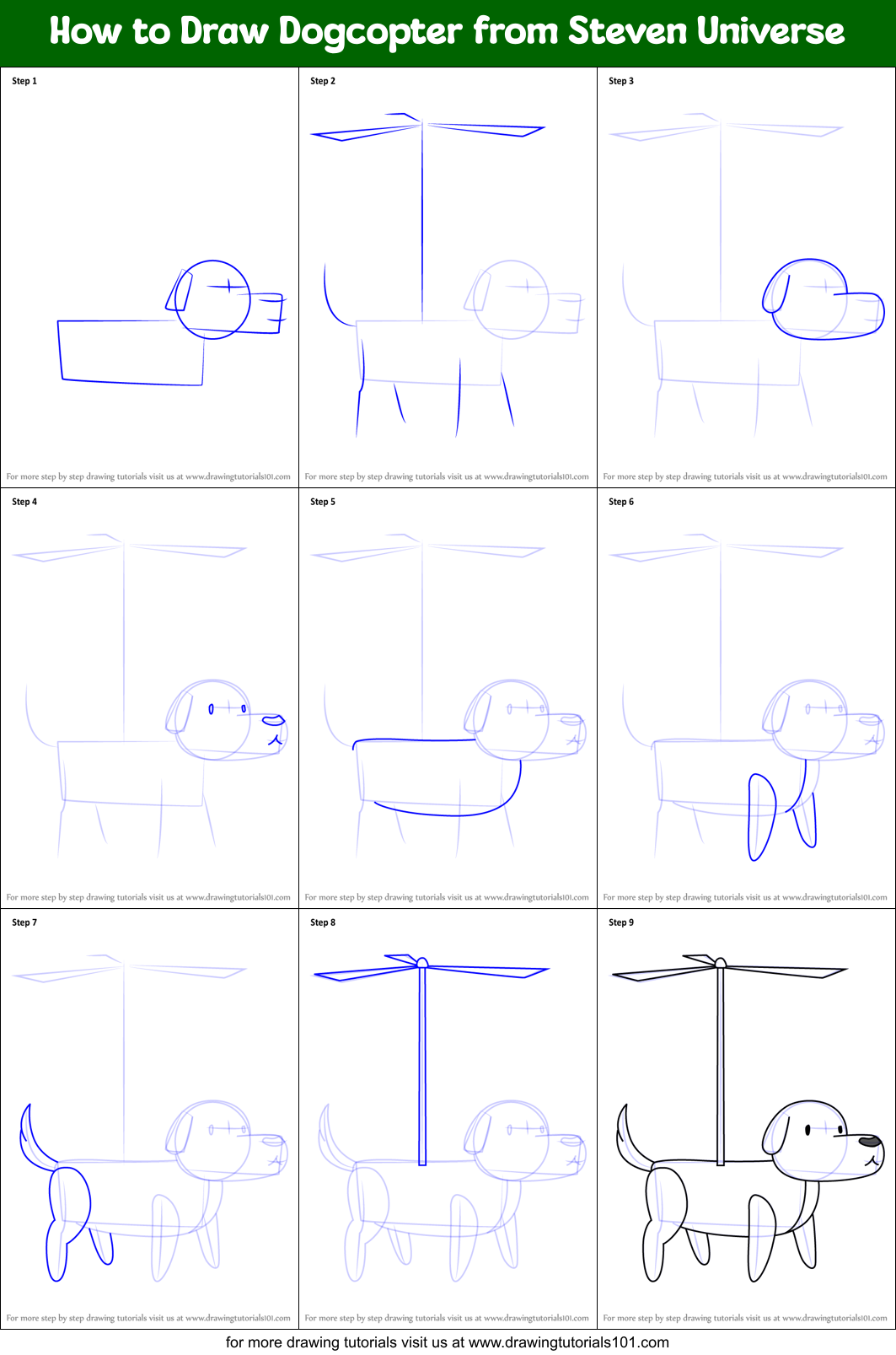 How to Draw Dogcopter from Steven Universe Printable Step by Step