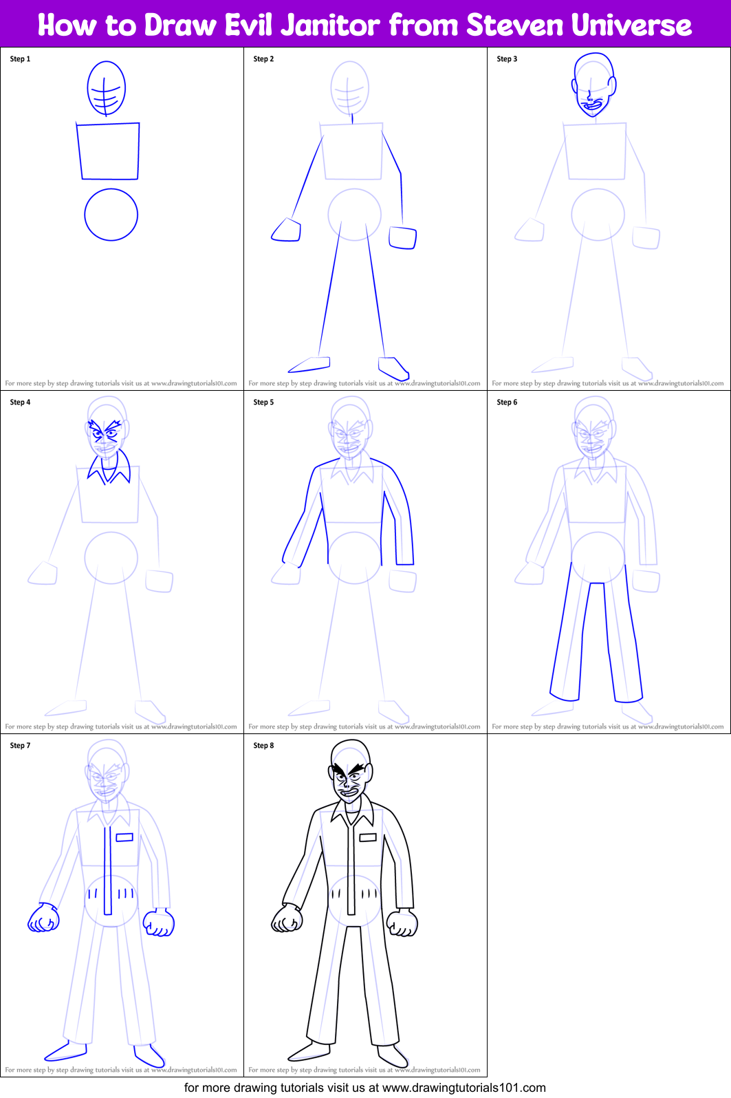 How to Draw Evil Janitor from Steven Universe Printable Step by Step