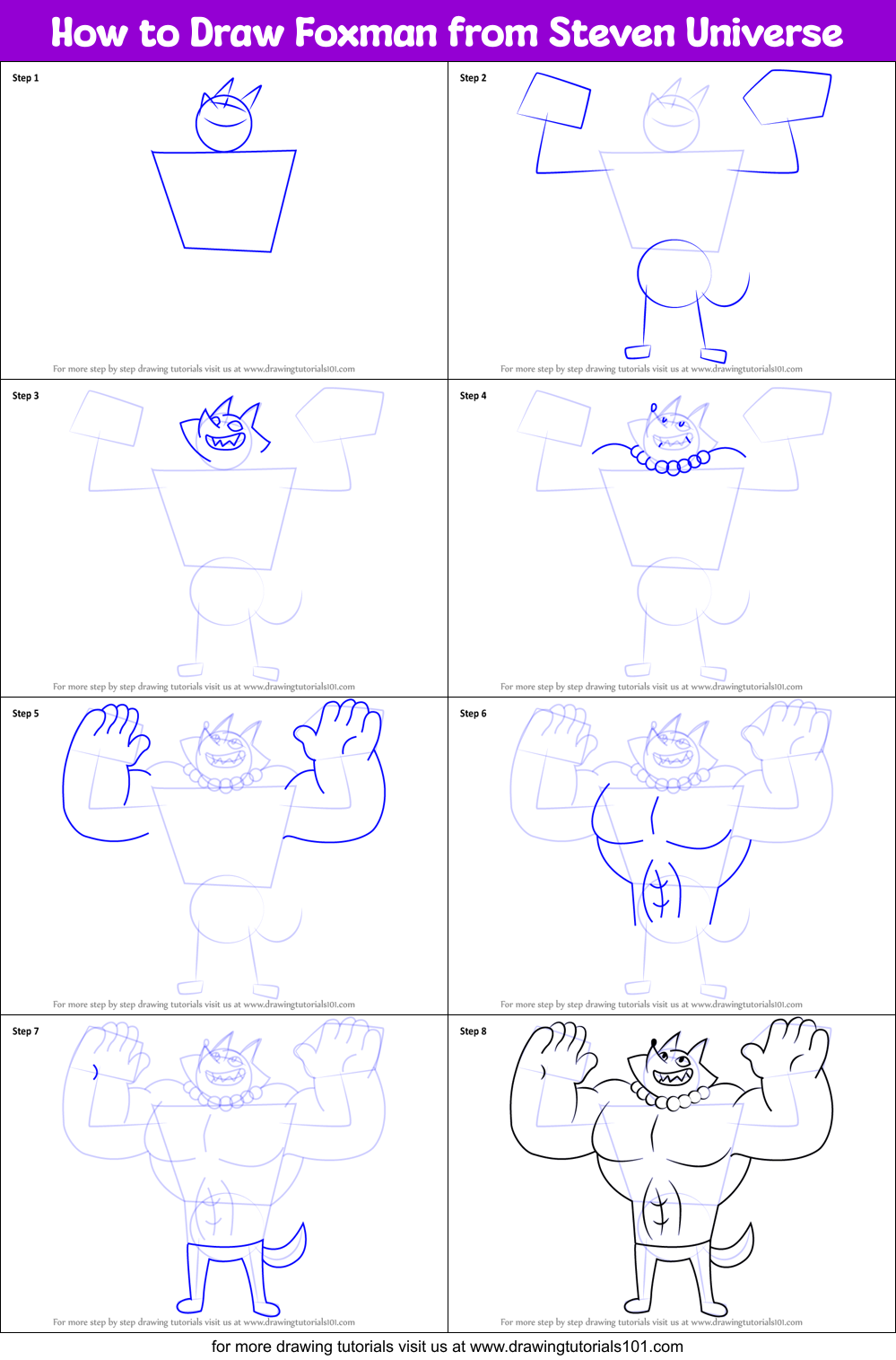 How to Draw Foxman from Steven Universe Printable Step by Step