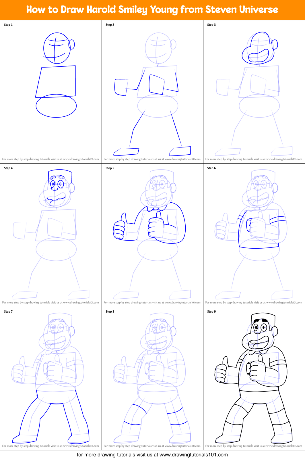 How to Draw Harold Smiley Young from Steven Universe Printable Step by Step