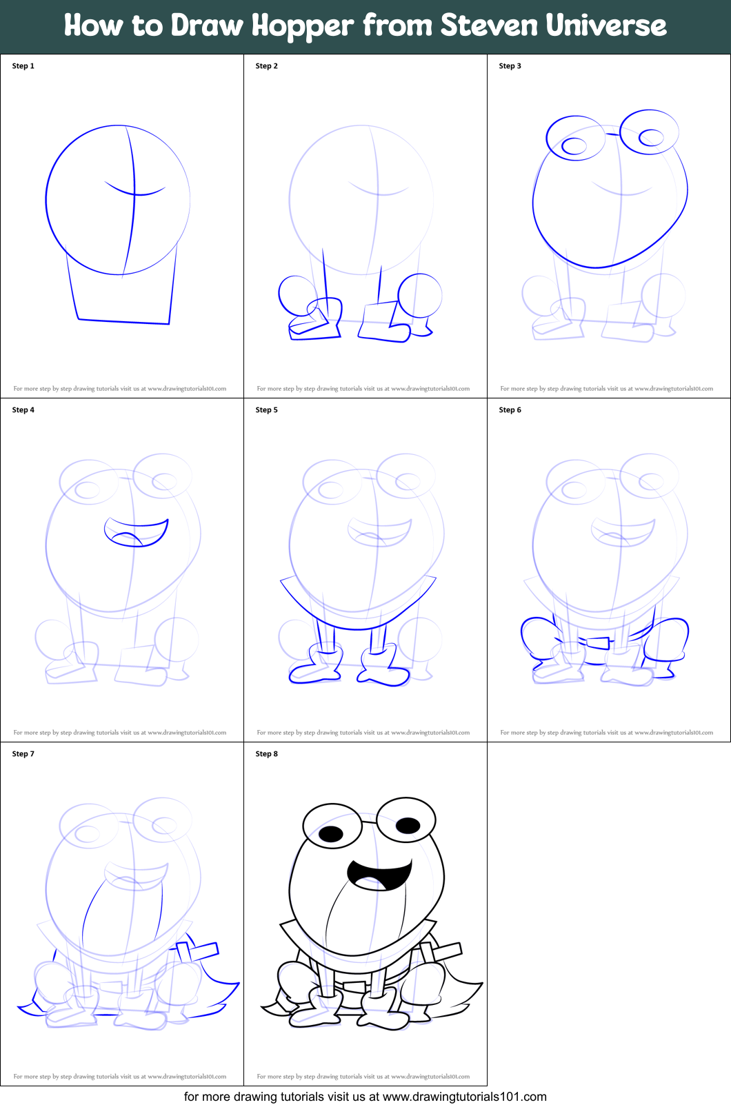 How to Draw Hopper from Steven Universe Printable Step by Step