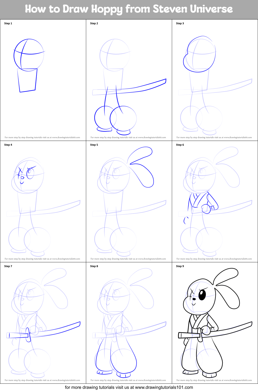 How to Draw Hoppy from Steven Universe Printable Step by Step
