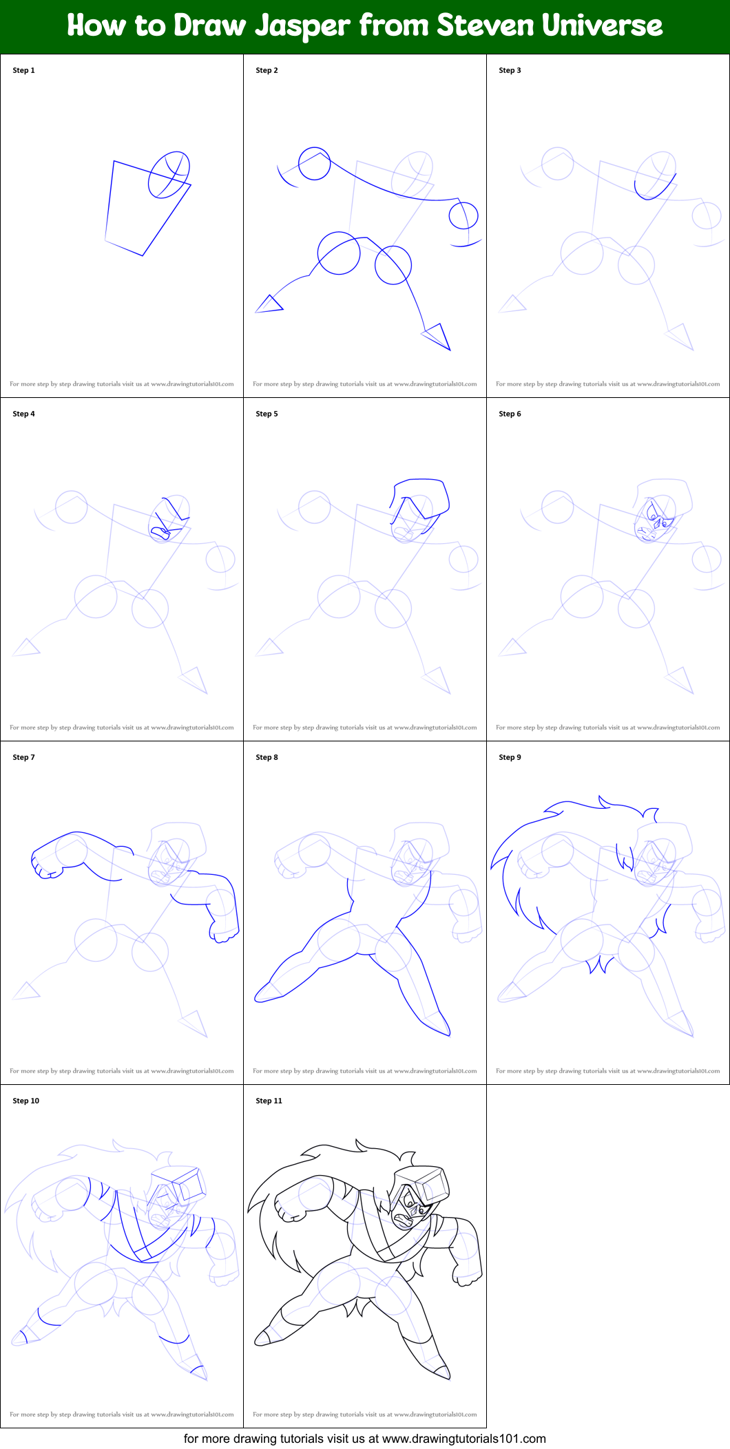 How to Draw Jasper from Steven Universe Printable Step by Step