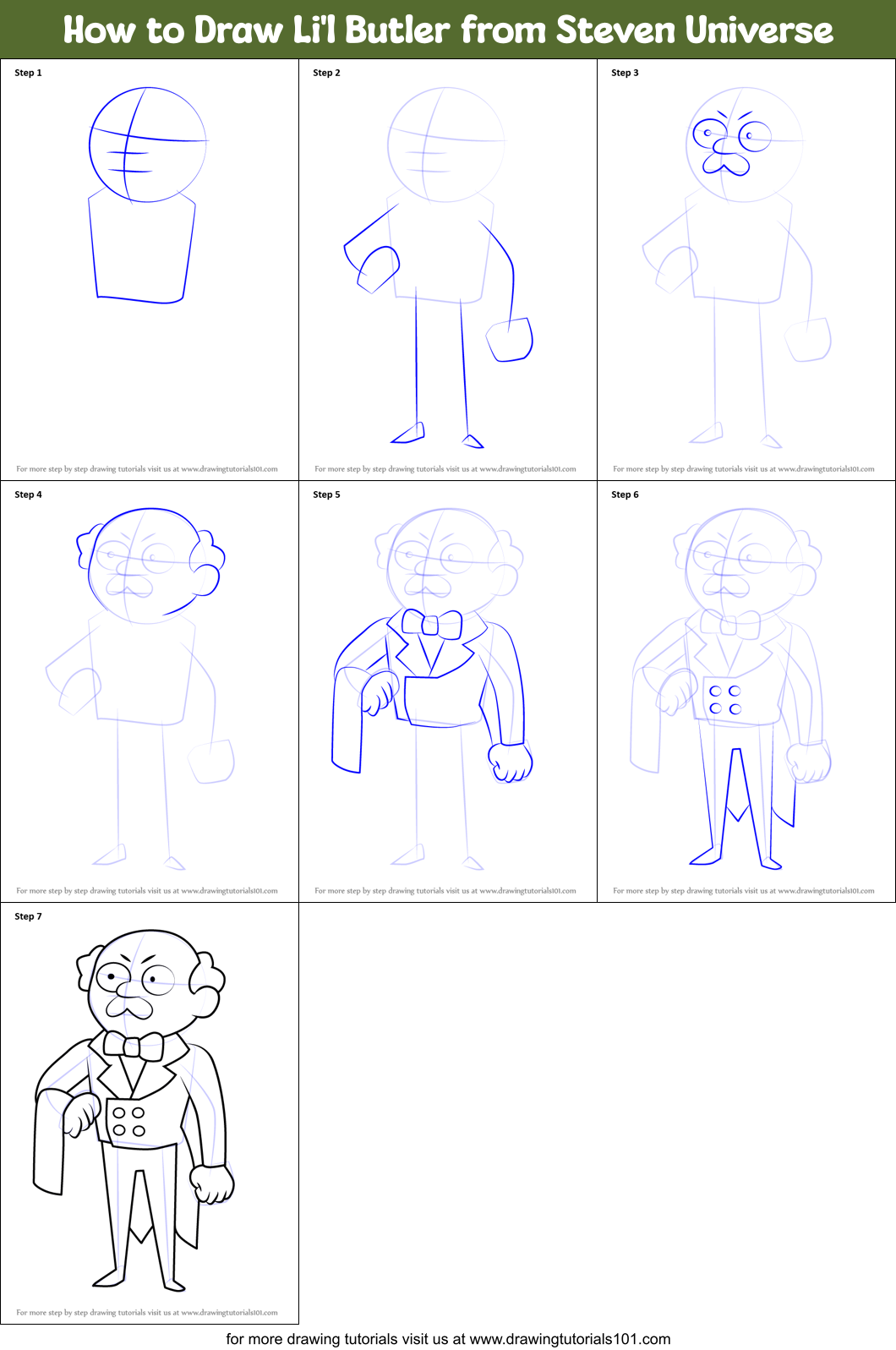How to Draw Li'l Butler from Steven Universe Printable Step by Step