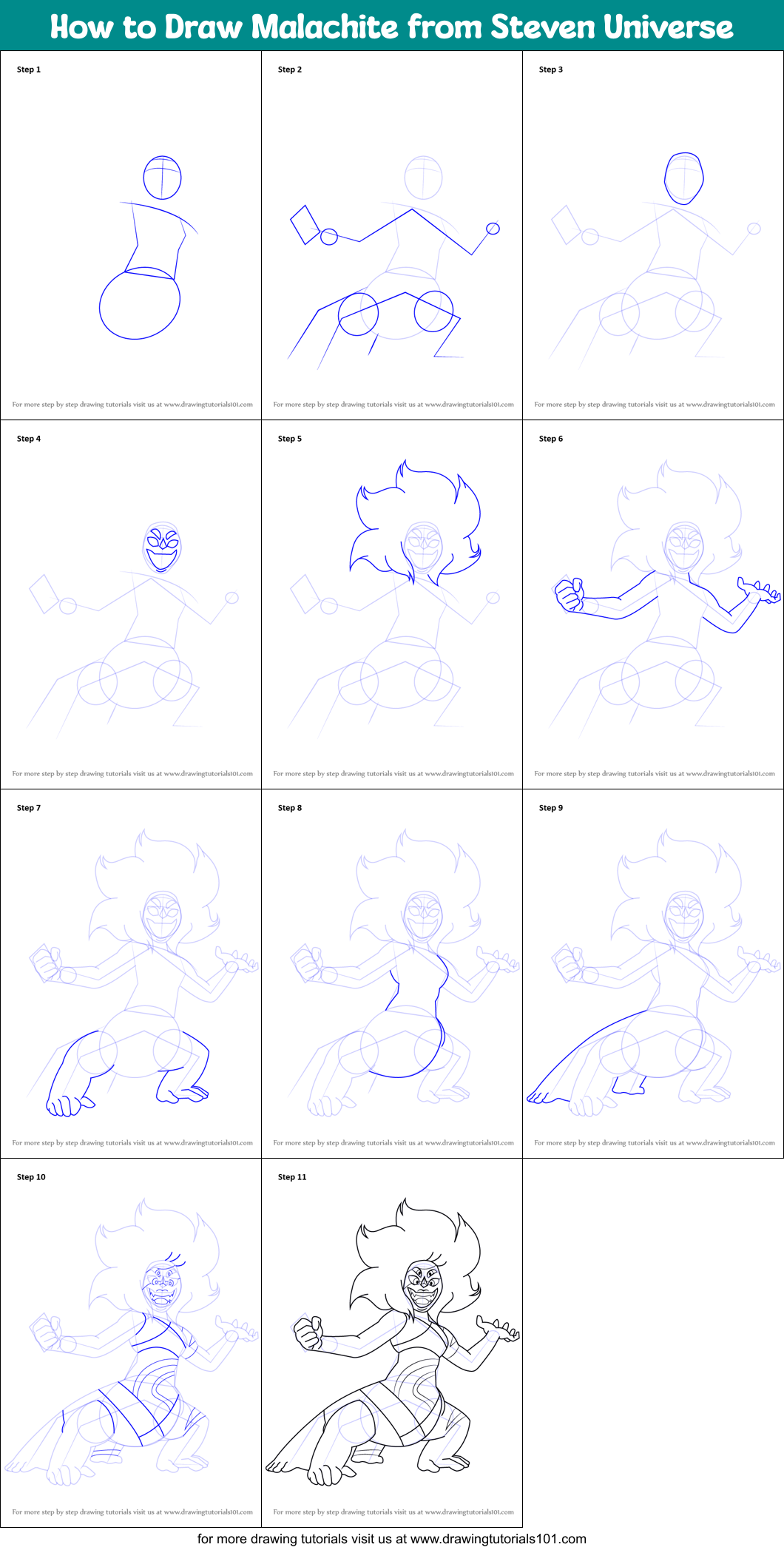 How to Draw Malachite from Steven Universe Printable Step by Step