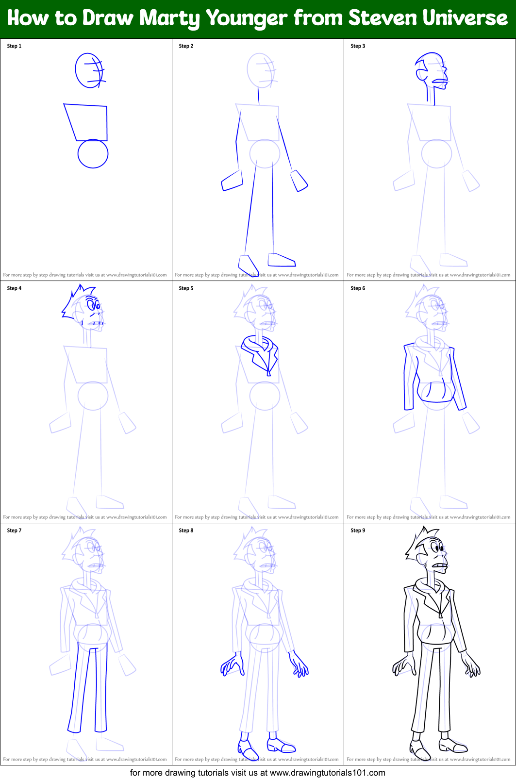How to Draw Marty Younger from Steven Universe Printable Step by Step