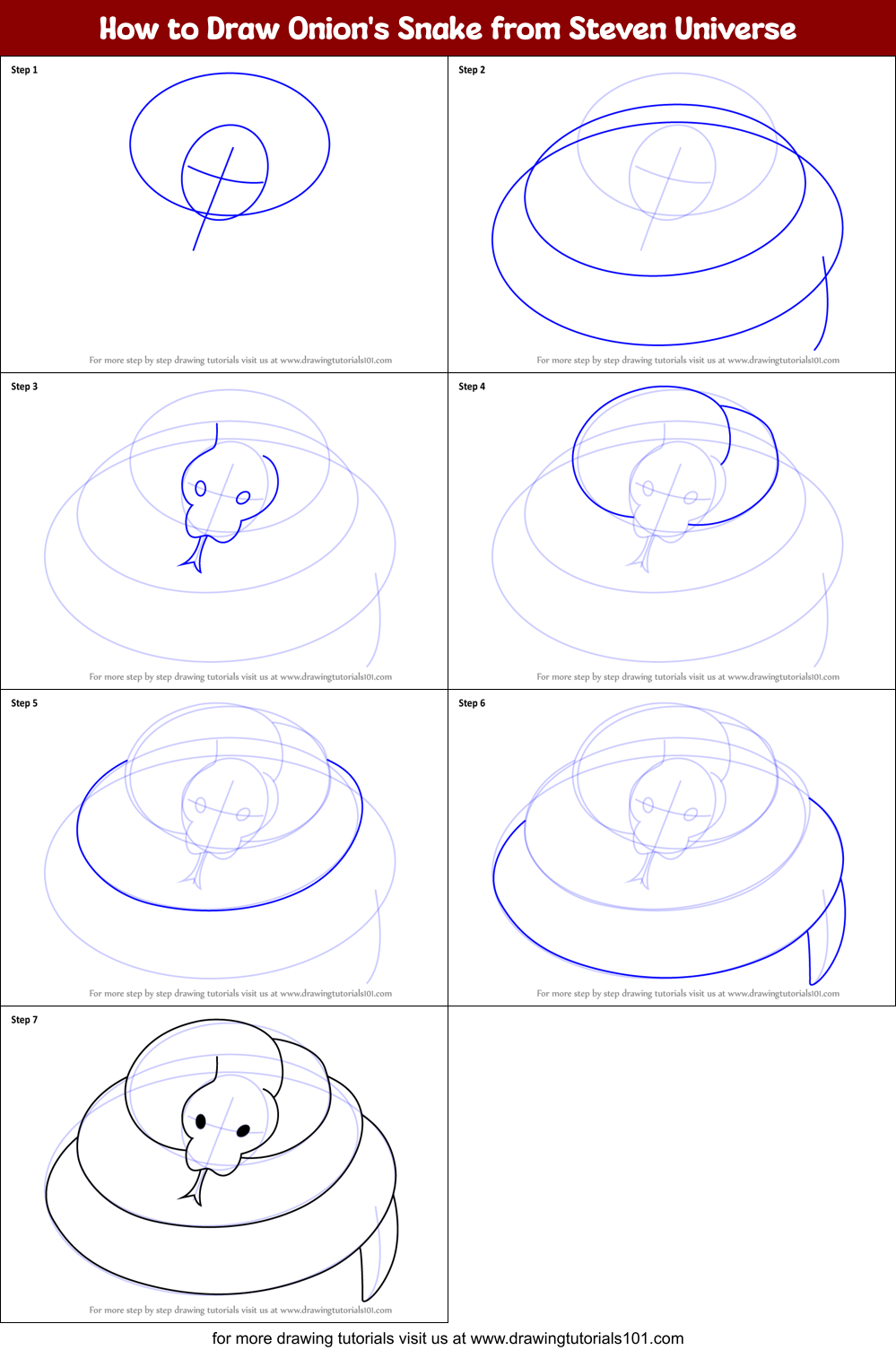 How to Draw Onion's Snake from Steven Universe Printable Step by Step