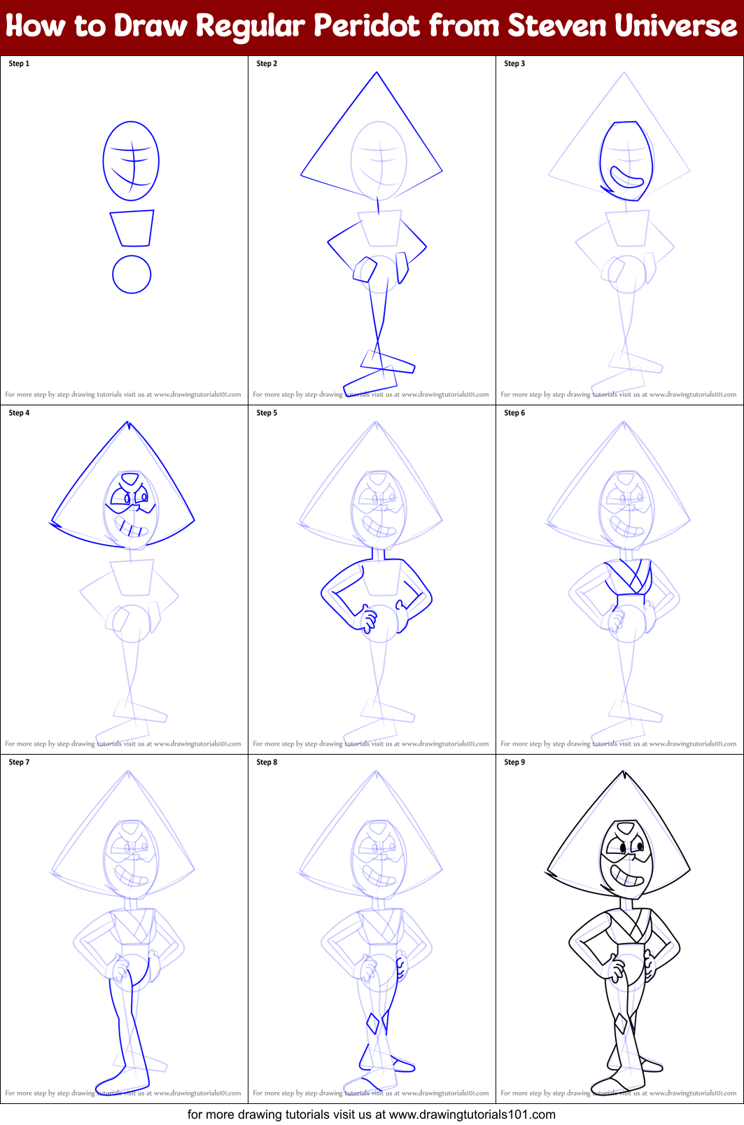 How to Draw Regular Peridot from Steven Universe Printable Step by Step