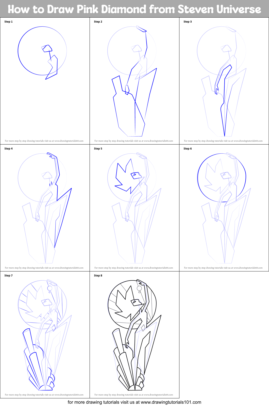 How to Draw Pink Diamond from Steven Universe Printable Step by Step