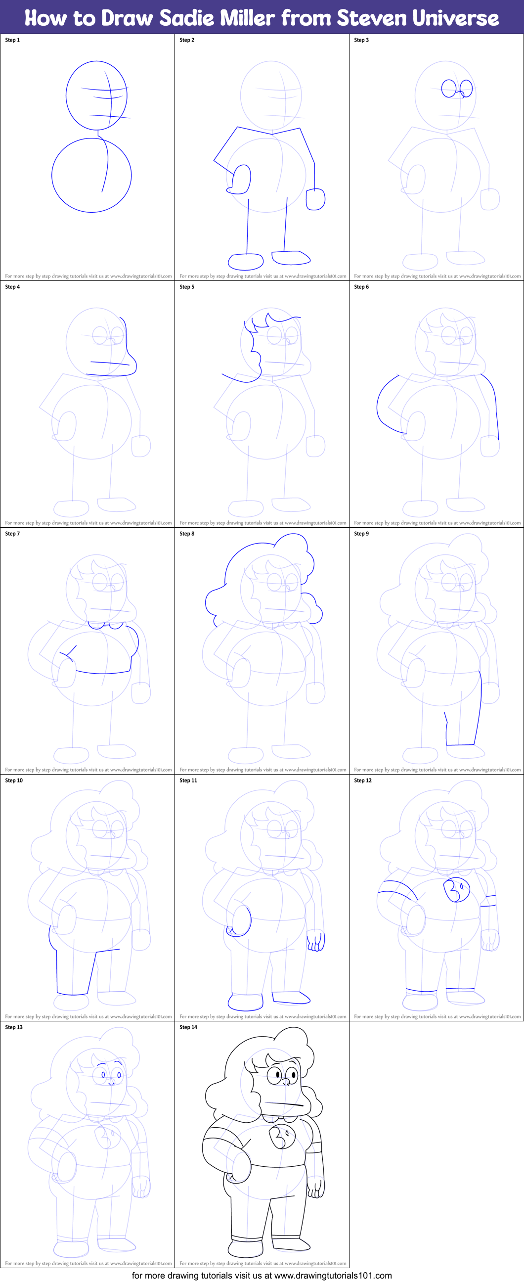 How to Draw Sadie Miller from Steven Universe Printable Step by Step