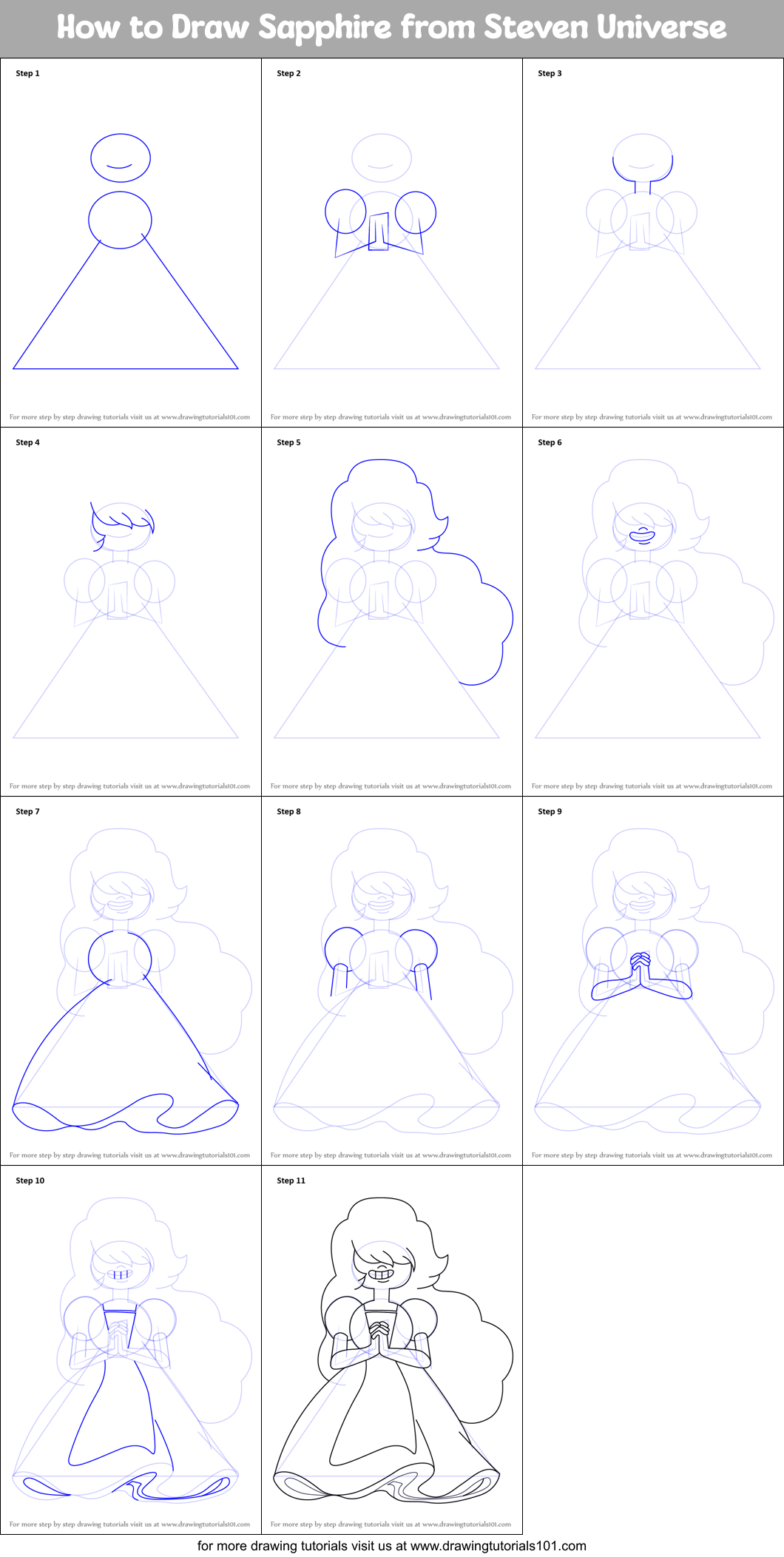 How to Draw Sapphire from Steven Universe Printable Step by Step