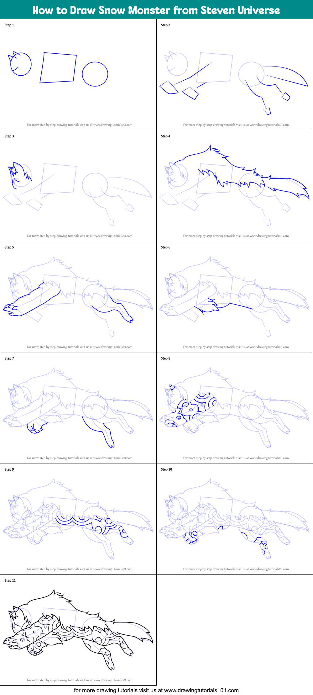 How to Draw Snow Monster from Steven Universe Printable Step by Step