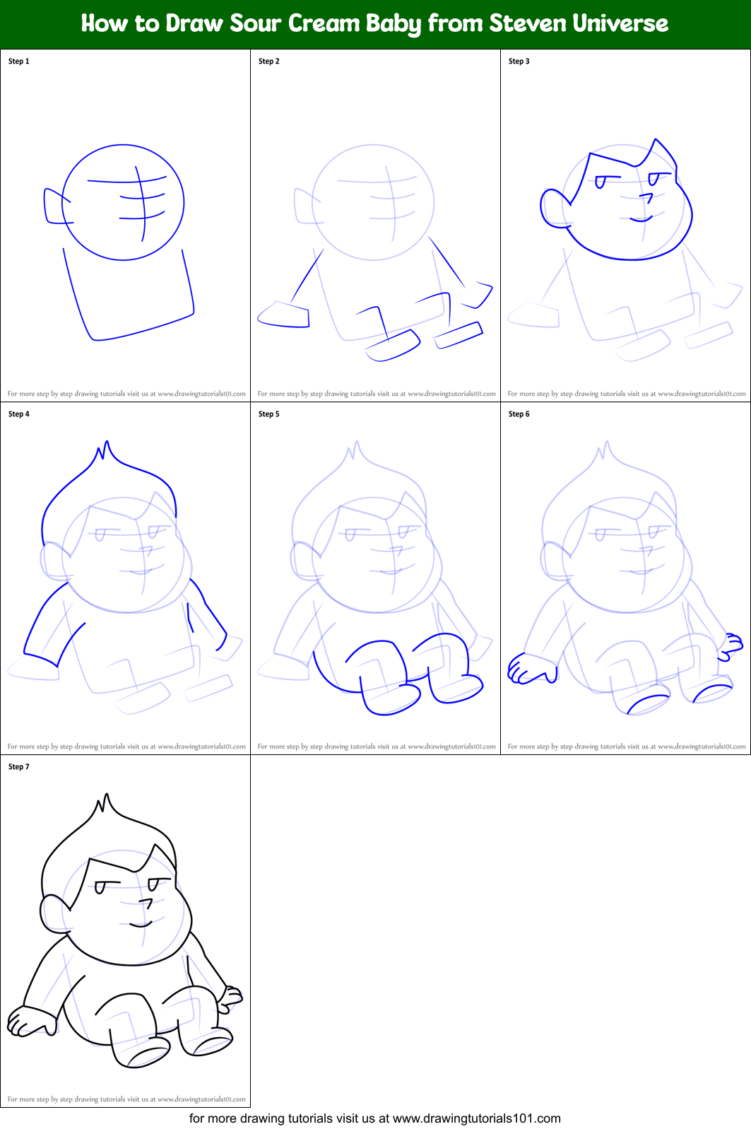 How to Draw Sour Cream Baby from Steven Universe Printable Step by Step