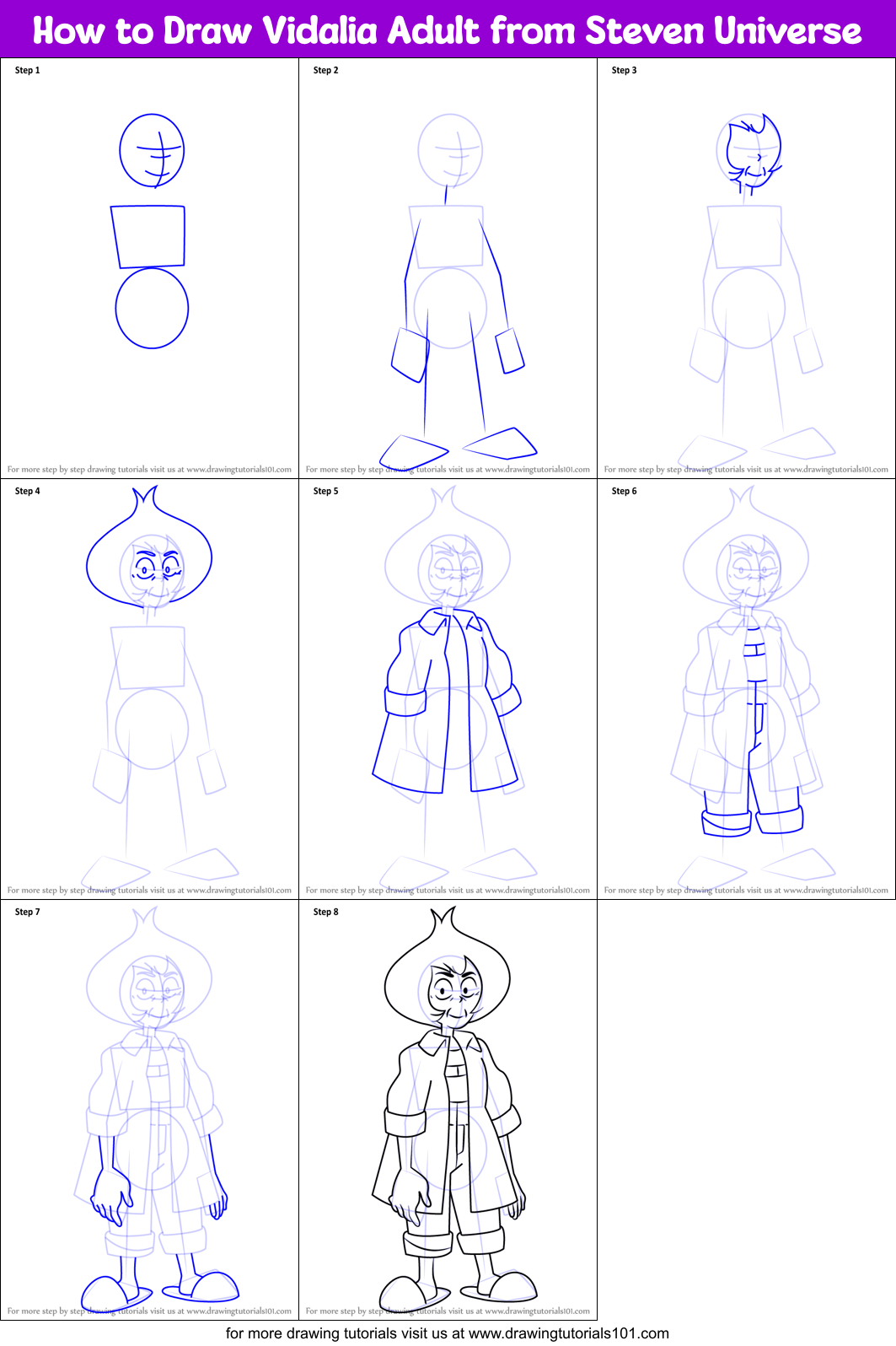 How to Draw Vidalia Adult from Steven Universe Printable Step by Step