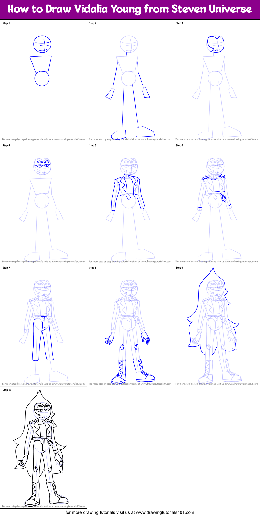 How to Draw Vidalia Young from Steven Universe Printable Step by Step
