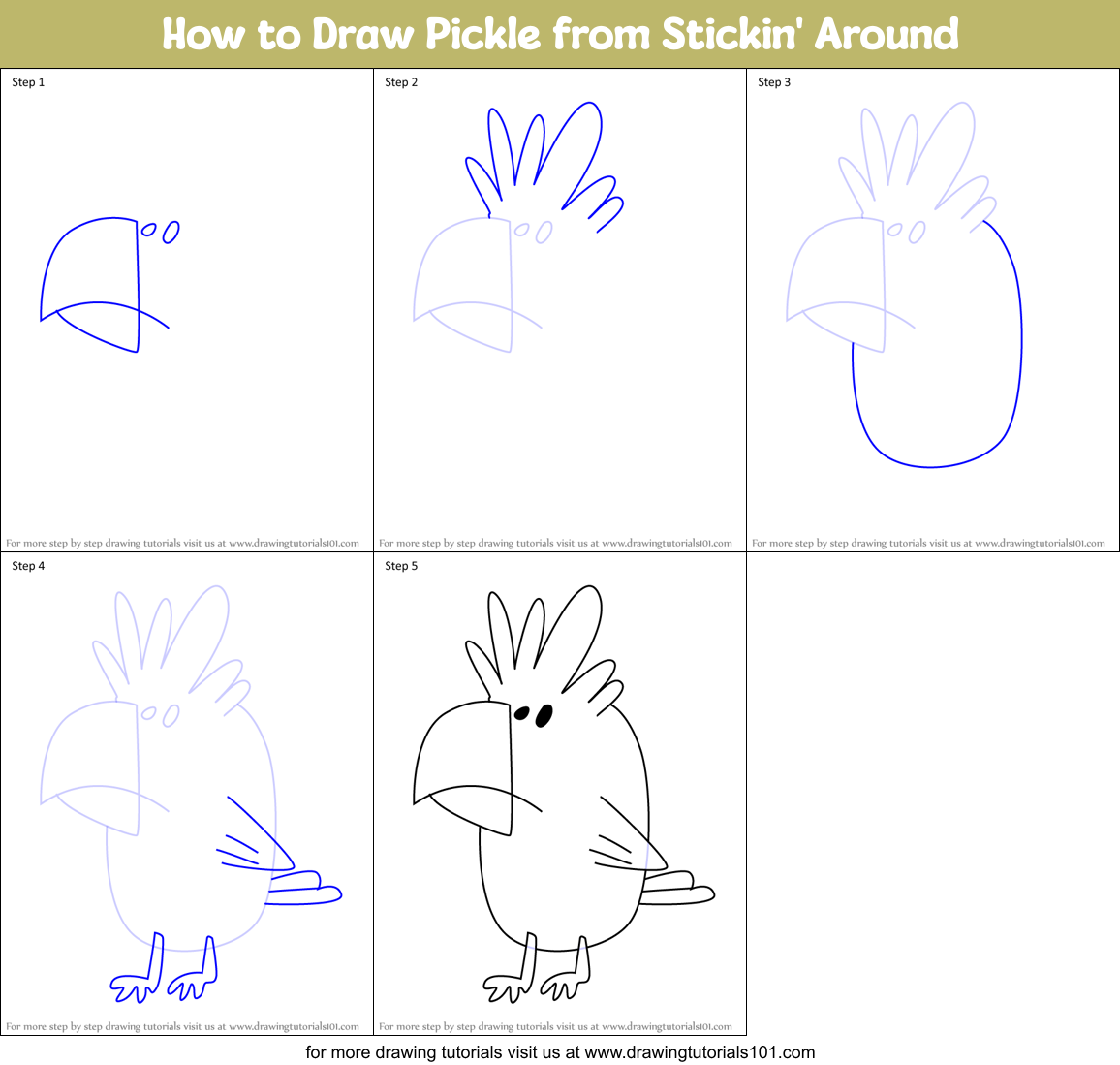 How to Draw Pickle from Stickin' Around Printable Step by Step