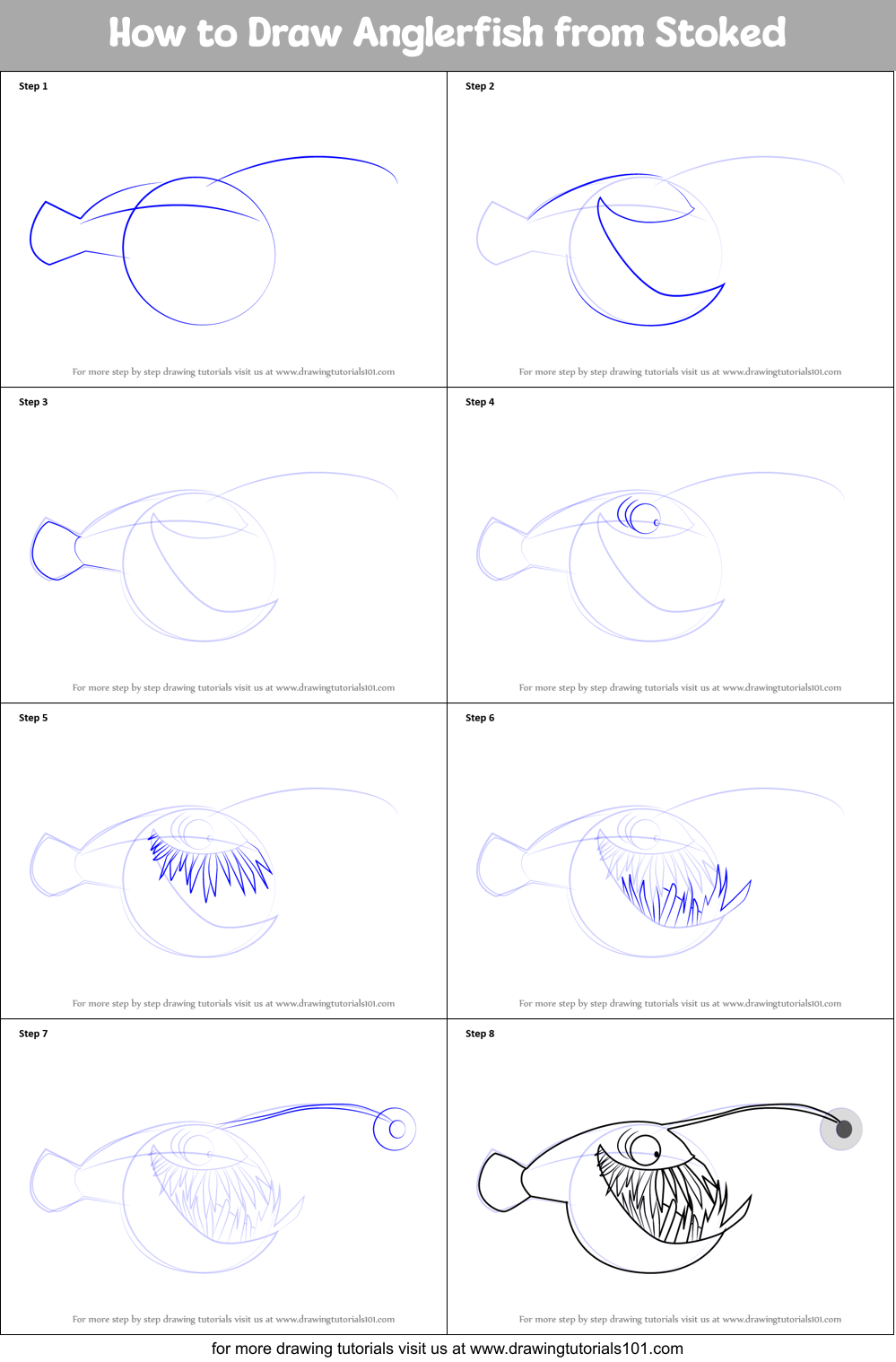 How to Draw Anglerfish from Stoked Printable Step by Step