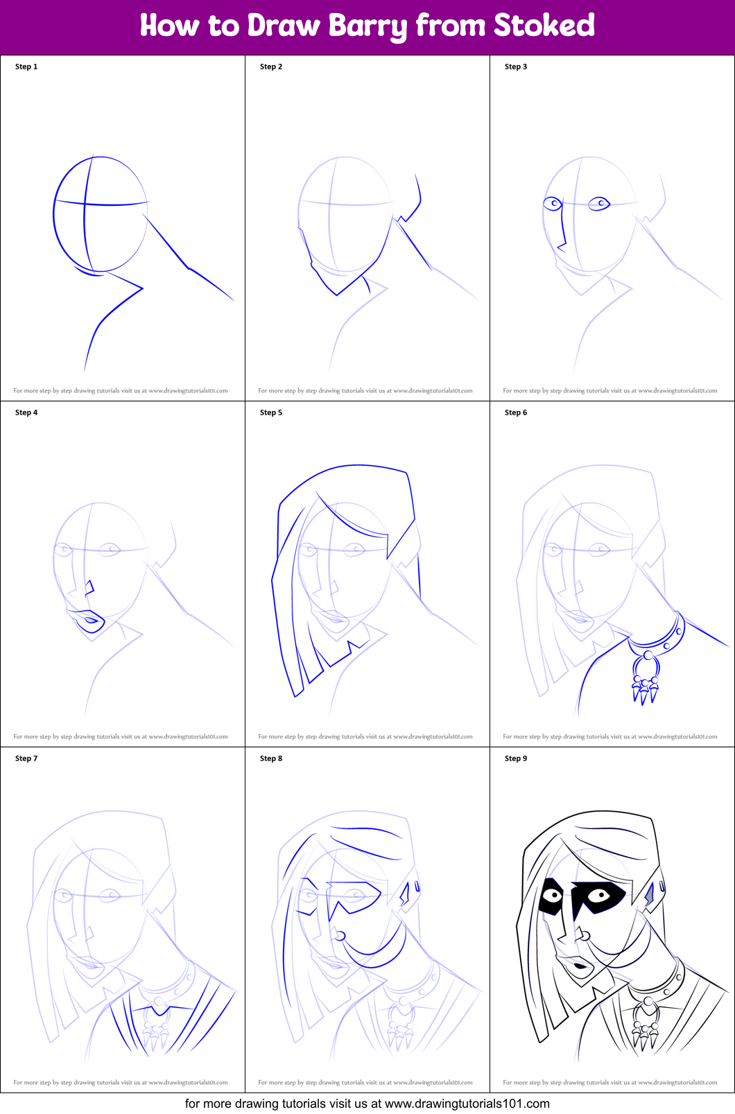 How to Draw Barry from Stoked Printable Step by Step