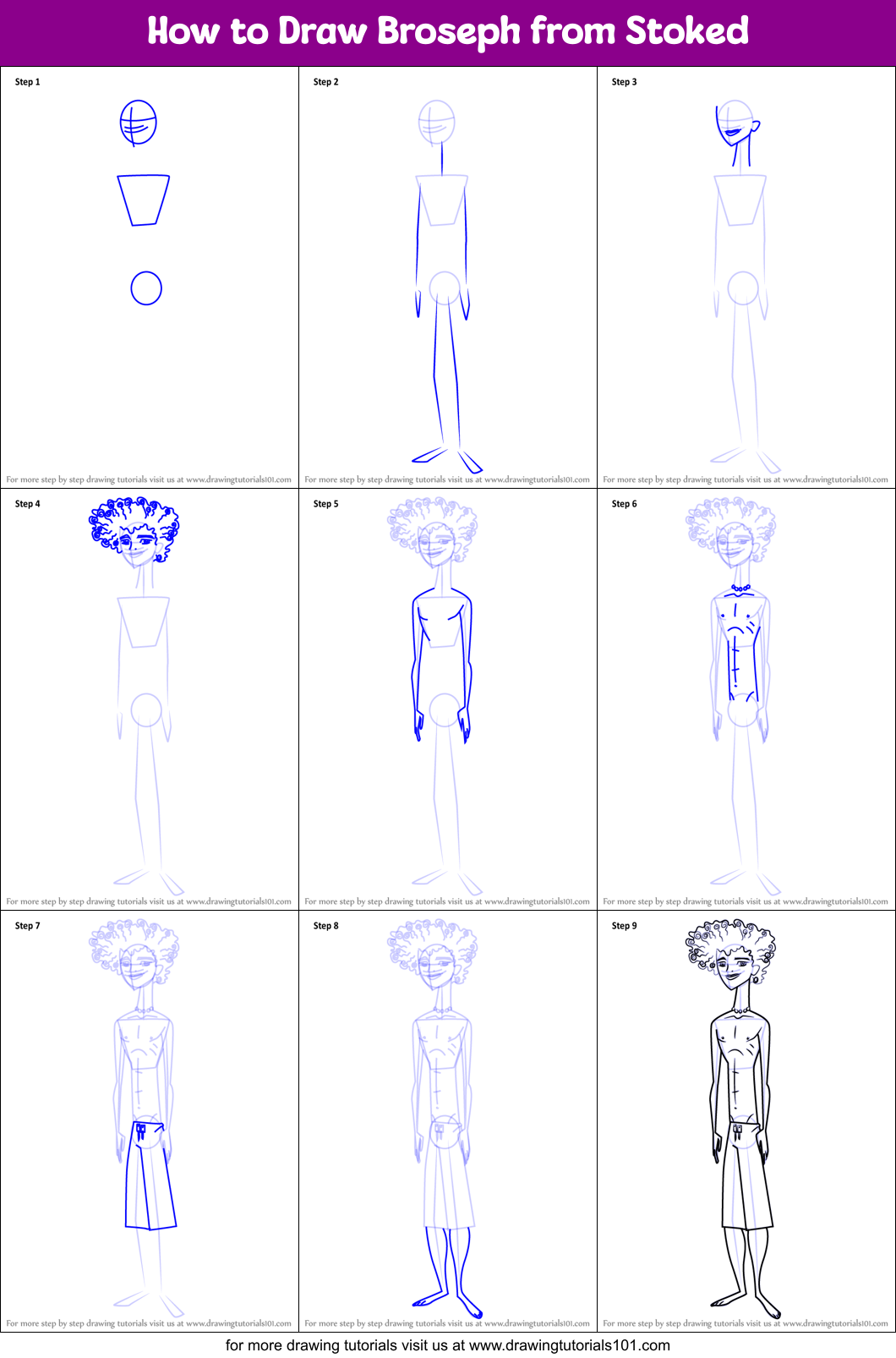 How to Draw Broseph from Stoked Printable Step by Step